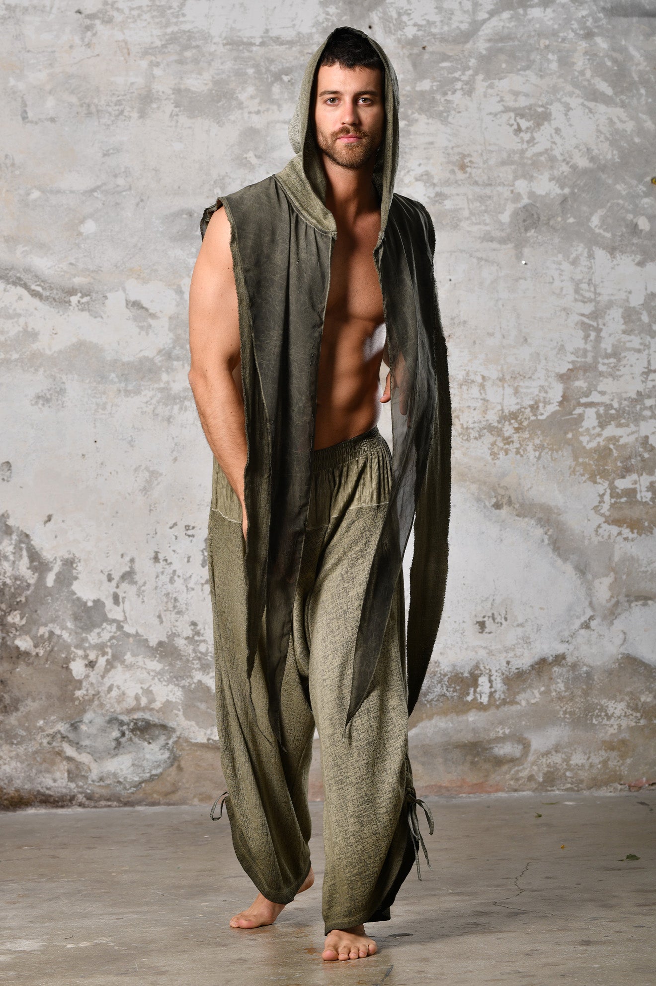 Green Bohemian hooded shawl, unisex Jedi-inspired hooded shawl with mystical embroidery, spiritual hooded shawl for Star Wars cosplay and everyday wear, handcrafted shawl with boho-chic details and protective hood, breathable and comfortable shawl hood for outdoor adventures, unique and meaningful embroidered shawl for spiritual seekers, vibrant shawl hood, Jedi-inspired shawl for cosmic warriors, celestial-inspired shawl hood with intricate star embroidery, burning man outfit