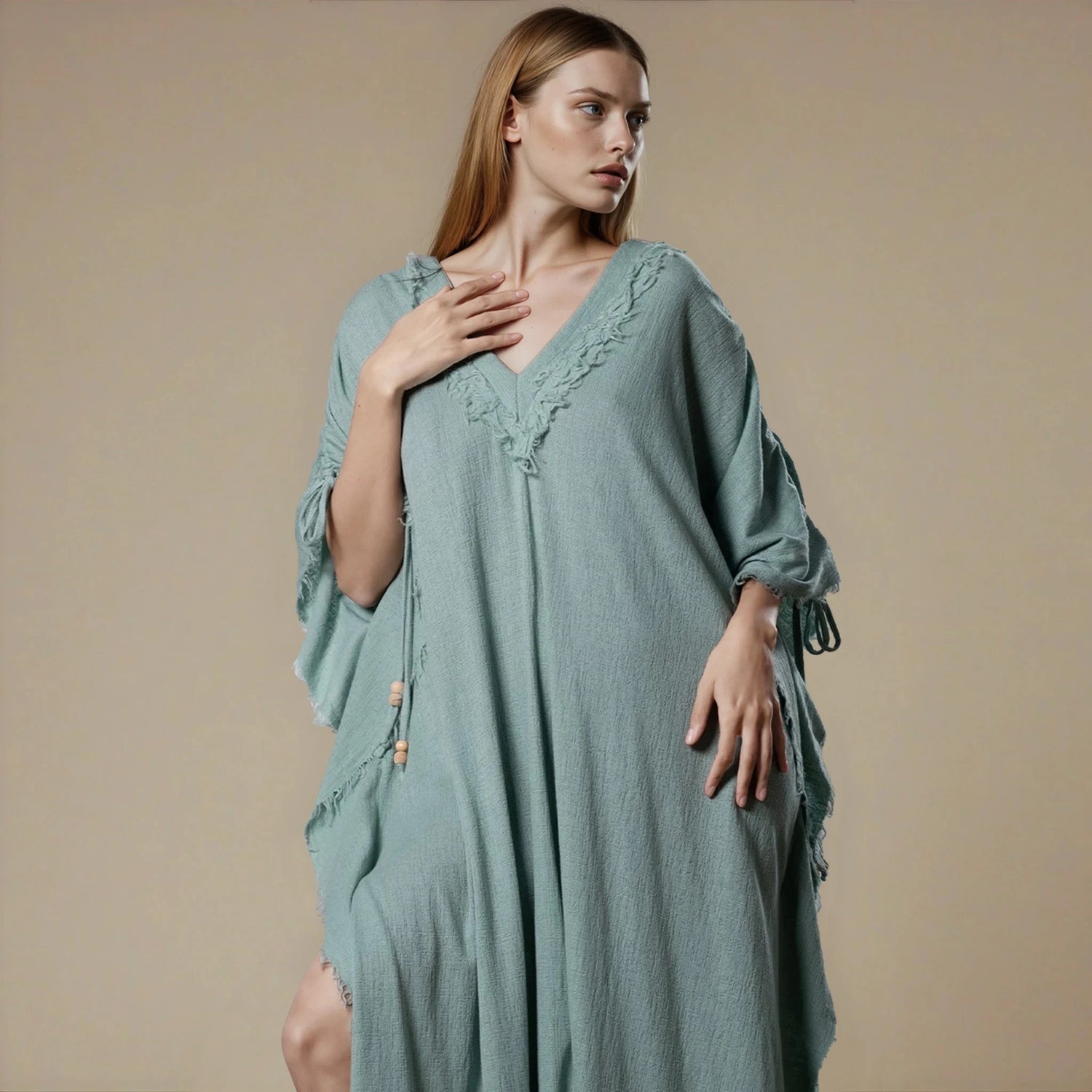 PUSKUL Kaftan in Mint Blue