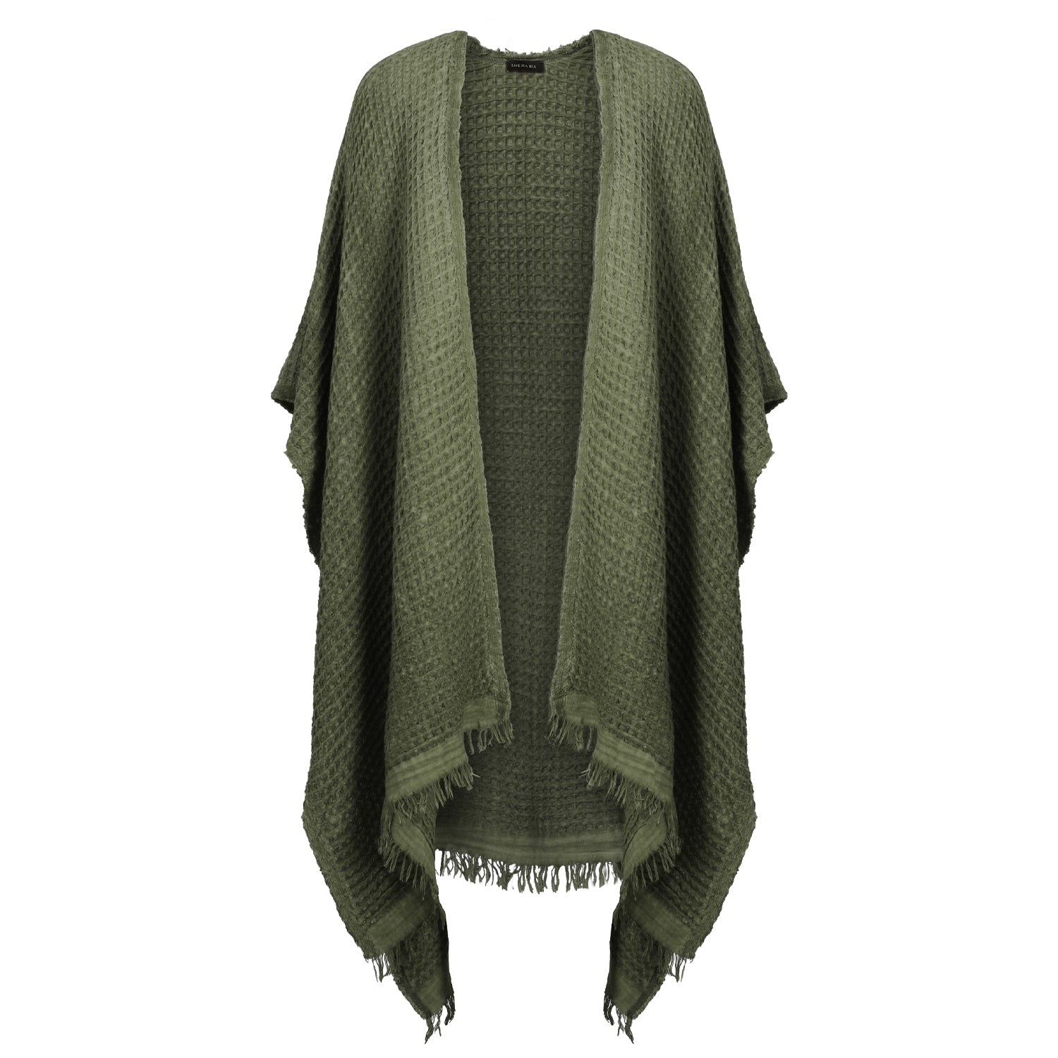 Waffle Poncho in Khaki Green