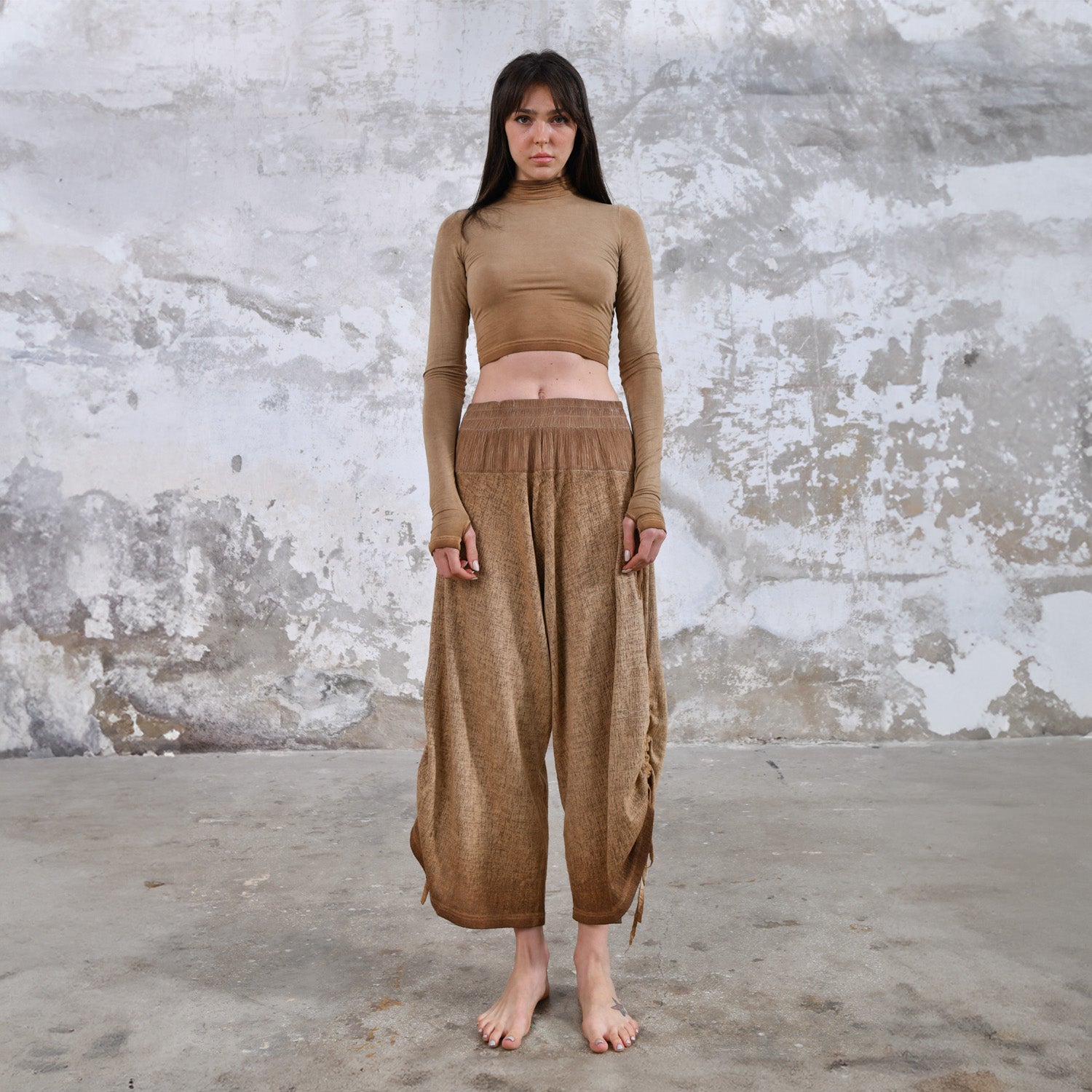 Brown Boho Bohemian Adjustable Trousers • Flare Gypsy Pants – Zhenabia