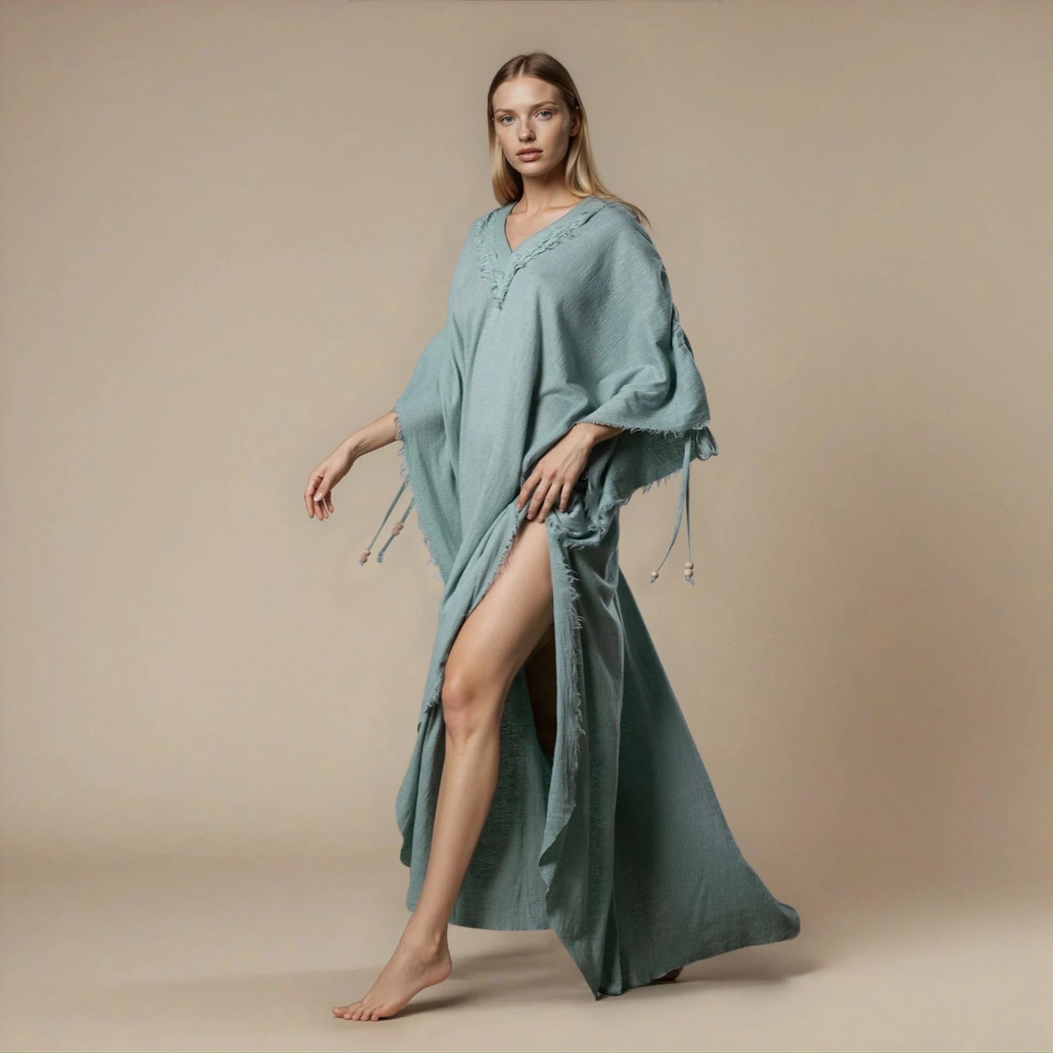 PUSKUL Kaftan in Mint Blue