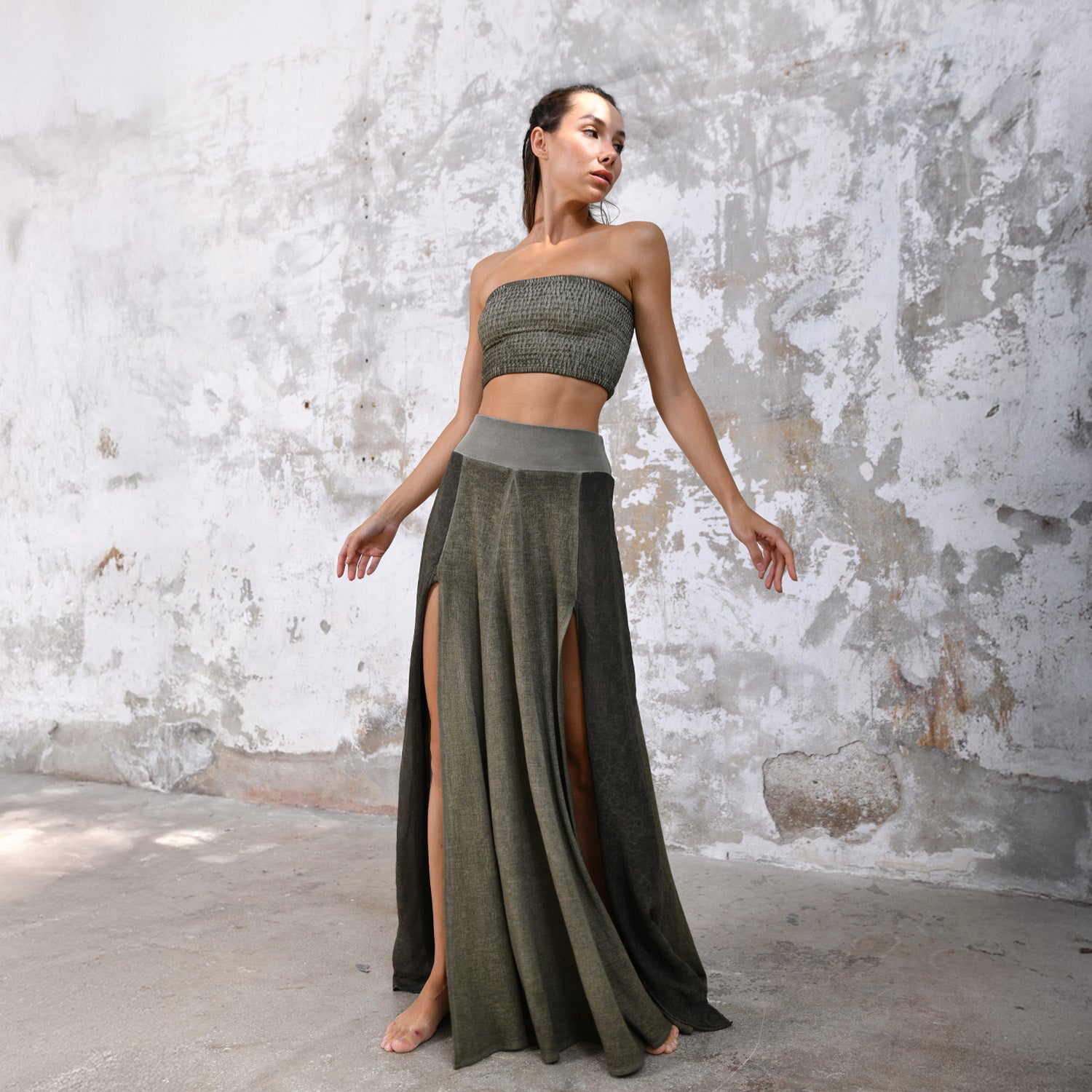 ZHE Skirt in Khaki Green