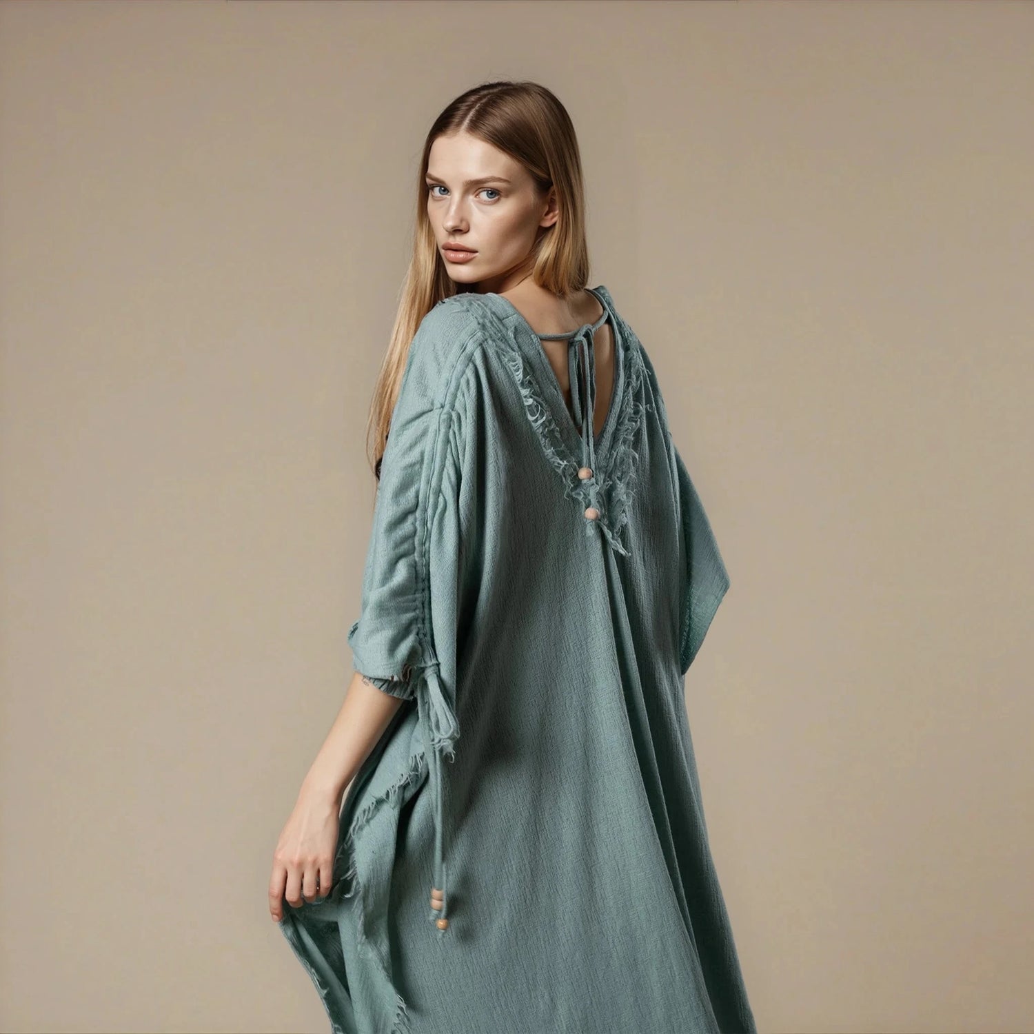 PUSKUL Kaftan in Mint Blue
