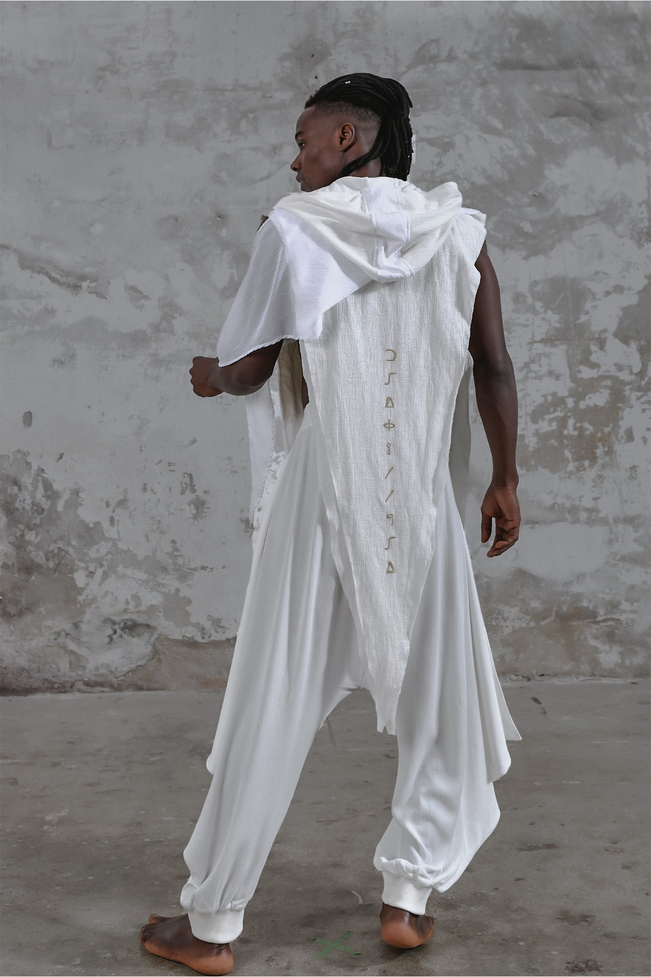 White Bohemian hooded shawl, unisex Jedi-inspired hooded shawl with mystical embroidery, spiritual hooded shawl for Star Wars cosplay and everyday wear, handcrafted shawl with boho-chic details and protective hood, breathable and comfortable shawl hood for outdoor adventures, unique and meaningful embroidered shawl for spiritual seekers, vibrant shawl hood, Jedi-inspired shawl for cosmic warriors, celestial-inspired shawl hood with intricate star embroidery, burning man outfit