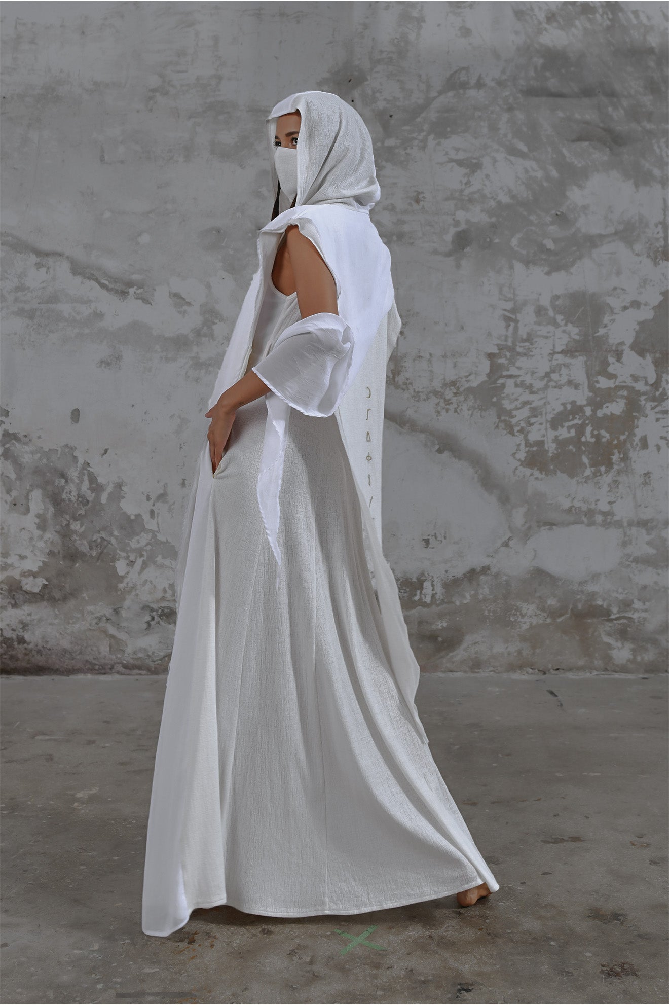 White Bohemian hooded shawl, unisex Jedi-inspired hooded shawl with mystical embroidery, spiritual hooded shawl for Star Wars cosplay and everyday wear, handcrafted shawl with boho-chic details and protective hood, breathable and comfortable shawl hood for outdoor adventures, unique and meaningful embroidered shawl for spiritual seekers, vibrant shawl hood, Jedi-inspired shawl for cosmic warriors, celestial-inspired shawl hood with intricate star embroidery, burning man outfit