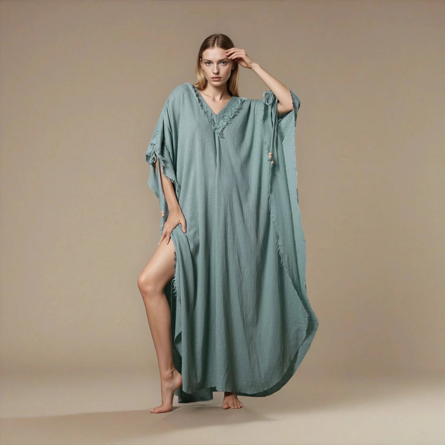 PUSKUL Kaftan in Mint Blue