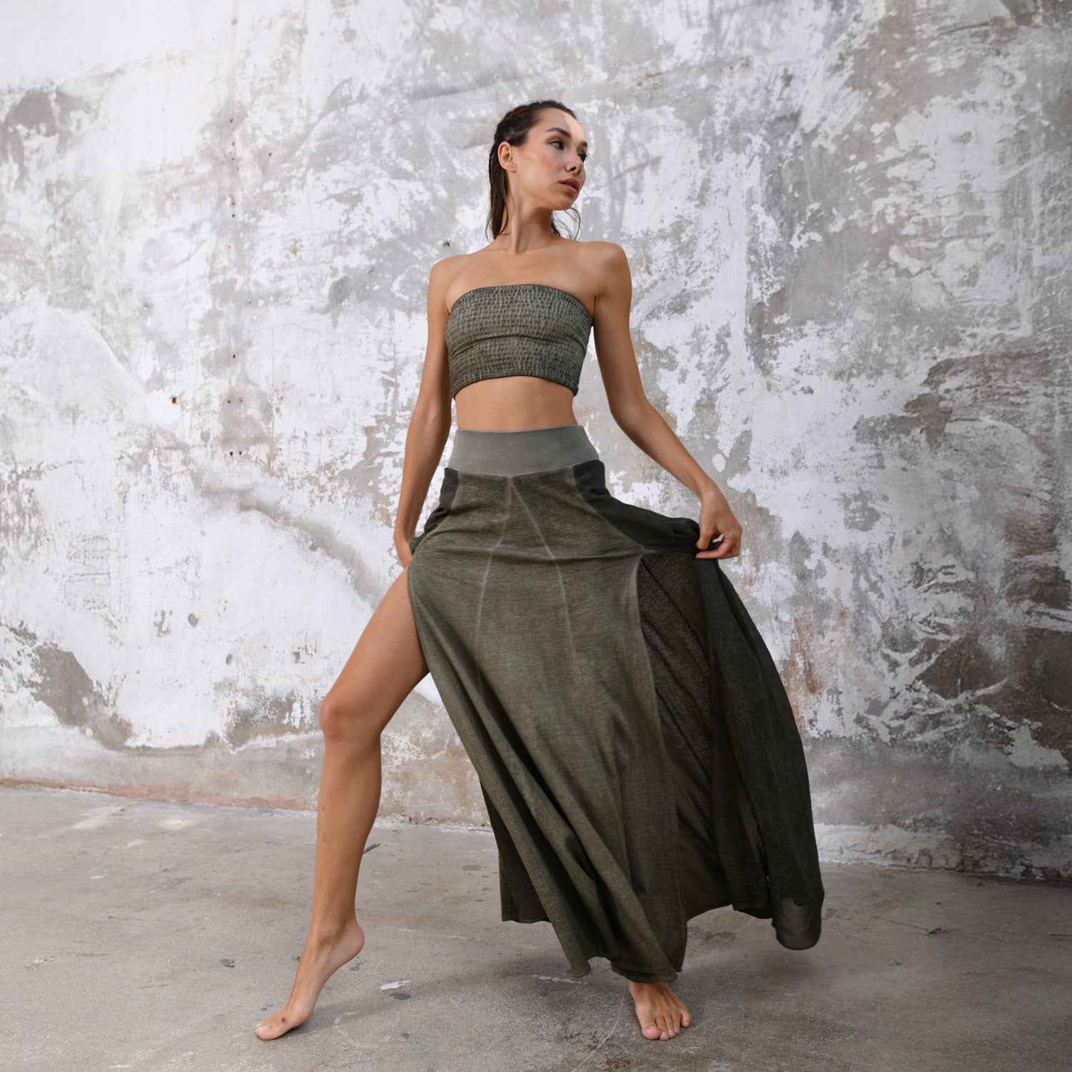 ZHE Skirt in Khaki Green