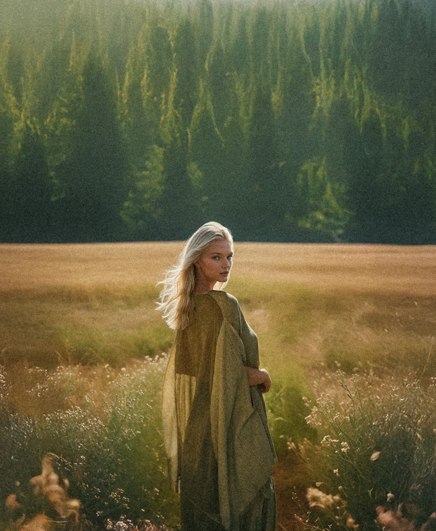 Leila Top in Khaki Green