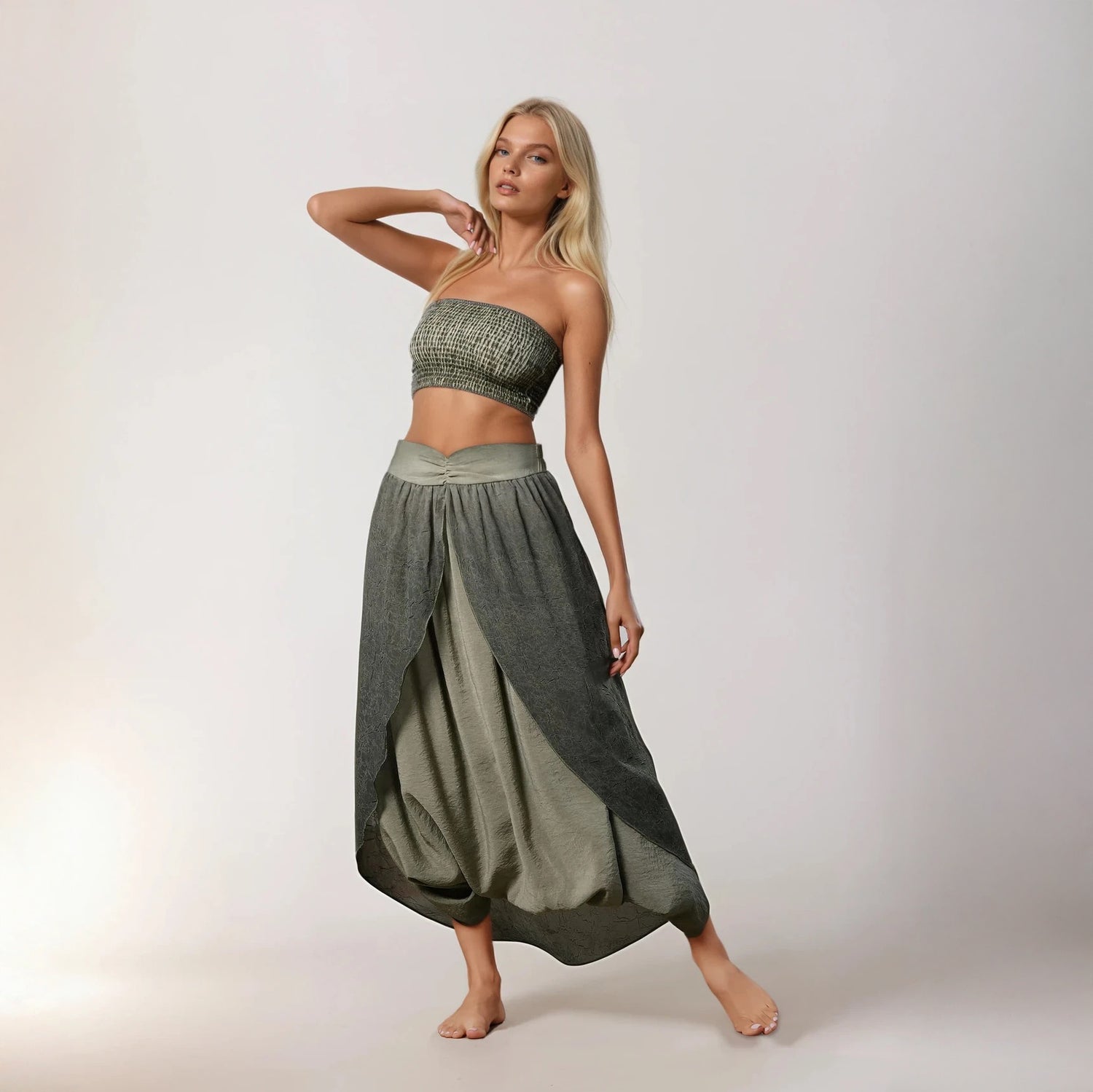 Gaia Salvar in Khaki Green