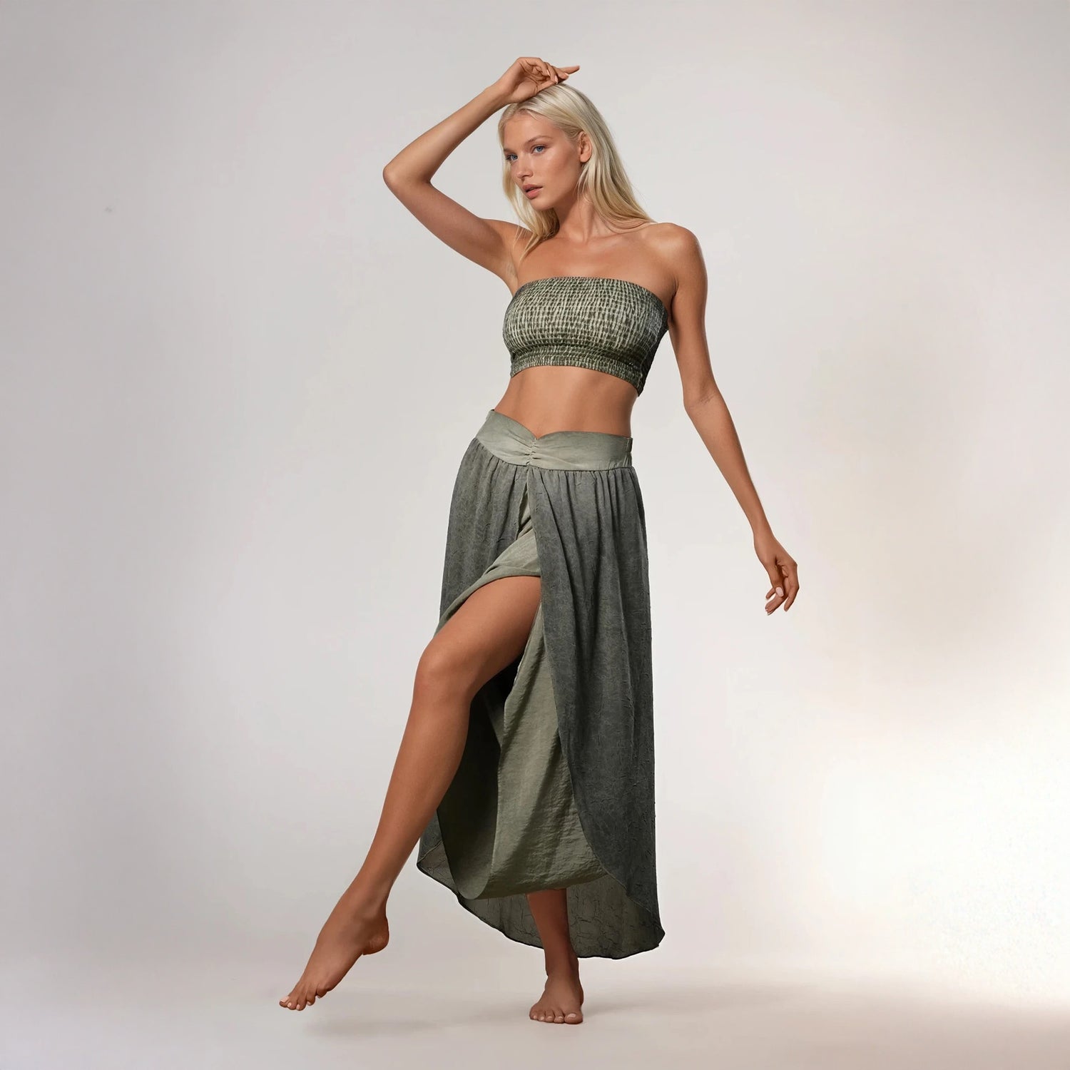 Gaia Salvar in Khaki Green