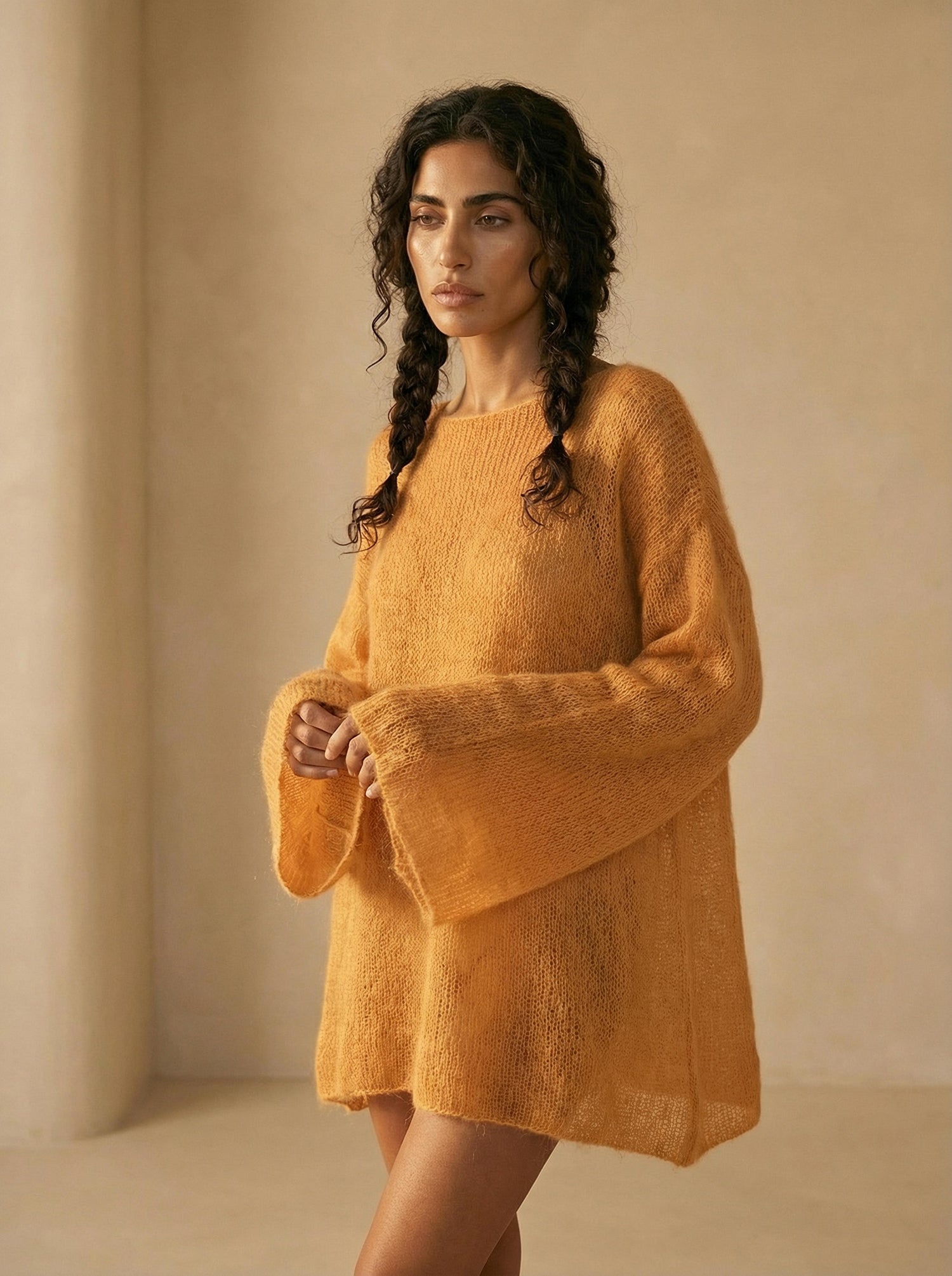 Asha Mohair Jumper in Golden Saffron