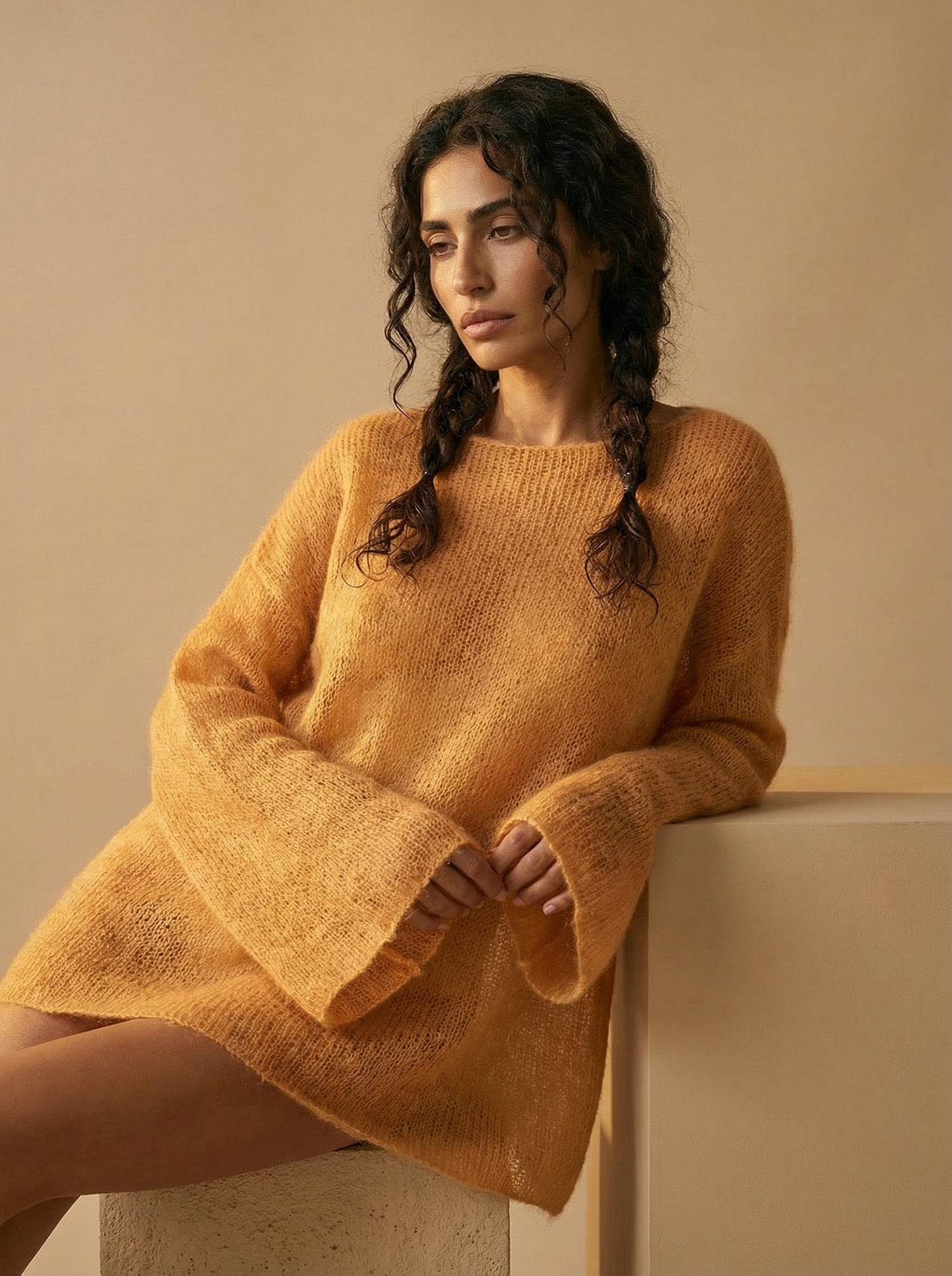 Asha Mohair Jumper in Golden Saffron