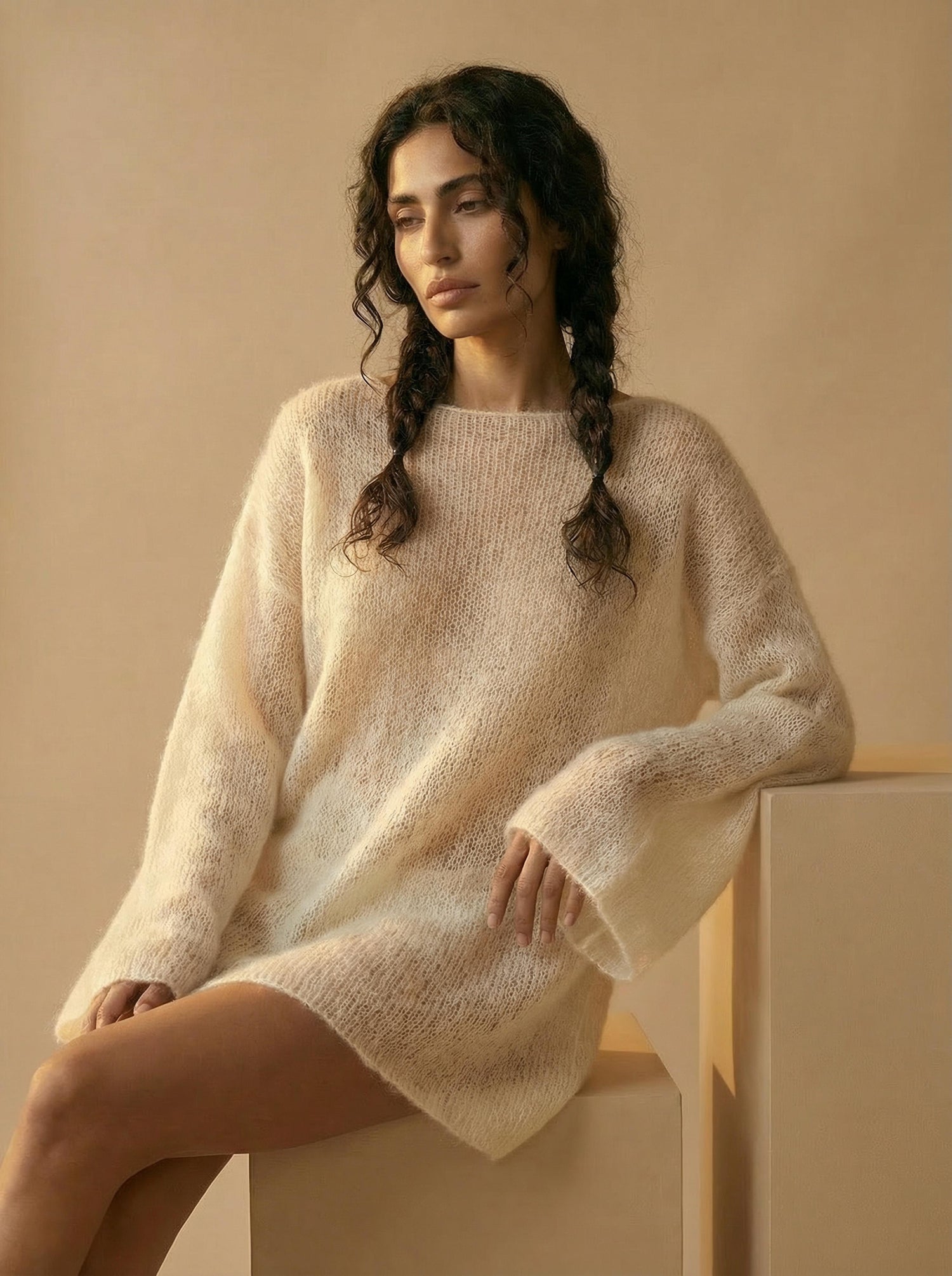 Asha Mohair Jumper in Cream