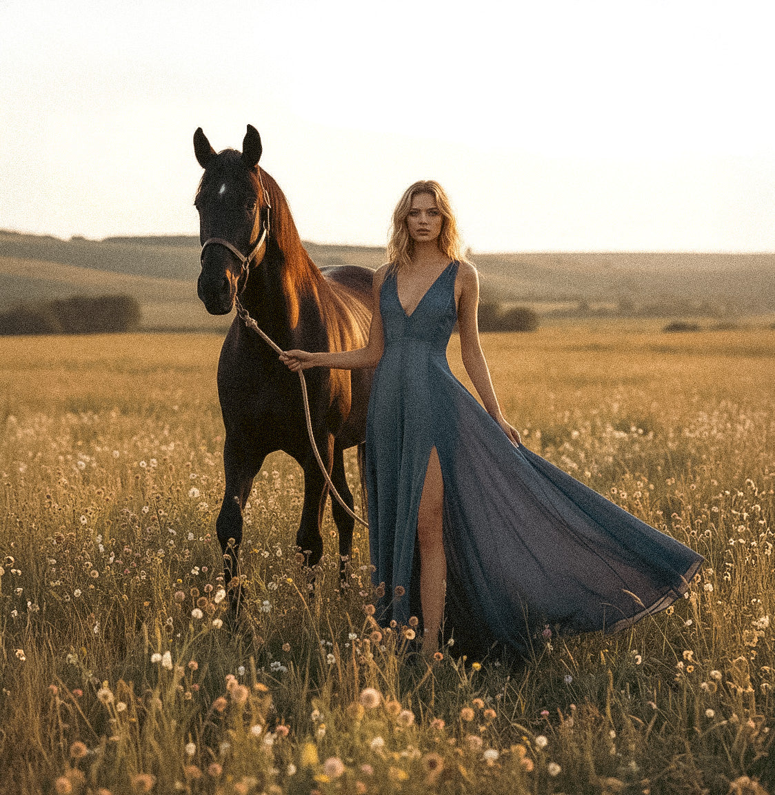 ZHE Dress in Dusty Blue