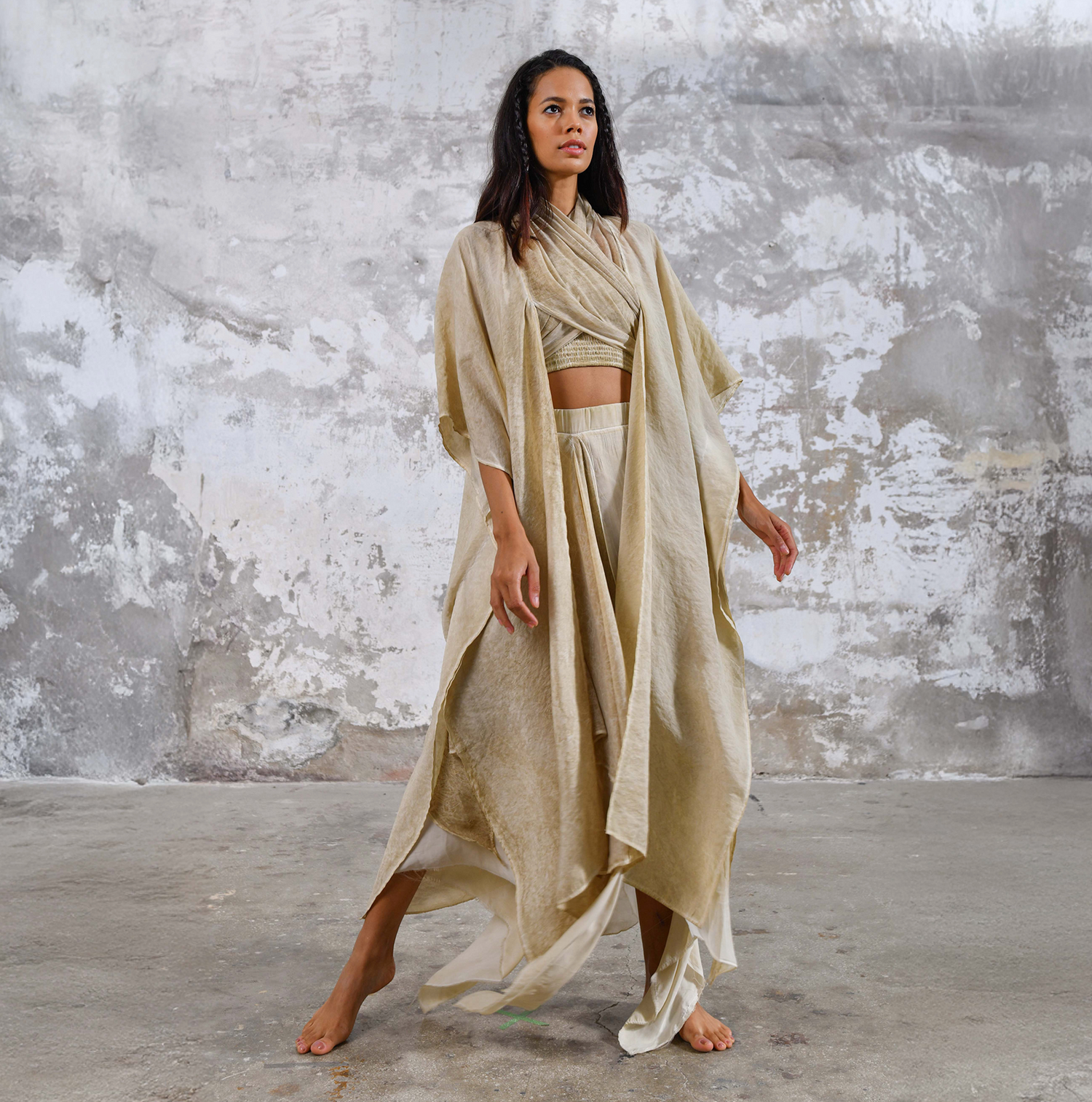 SHAWL Kimono in Vintage Lemon