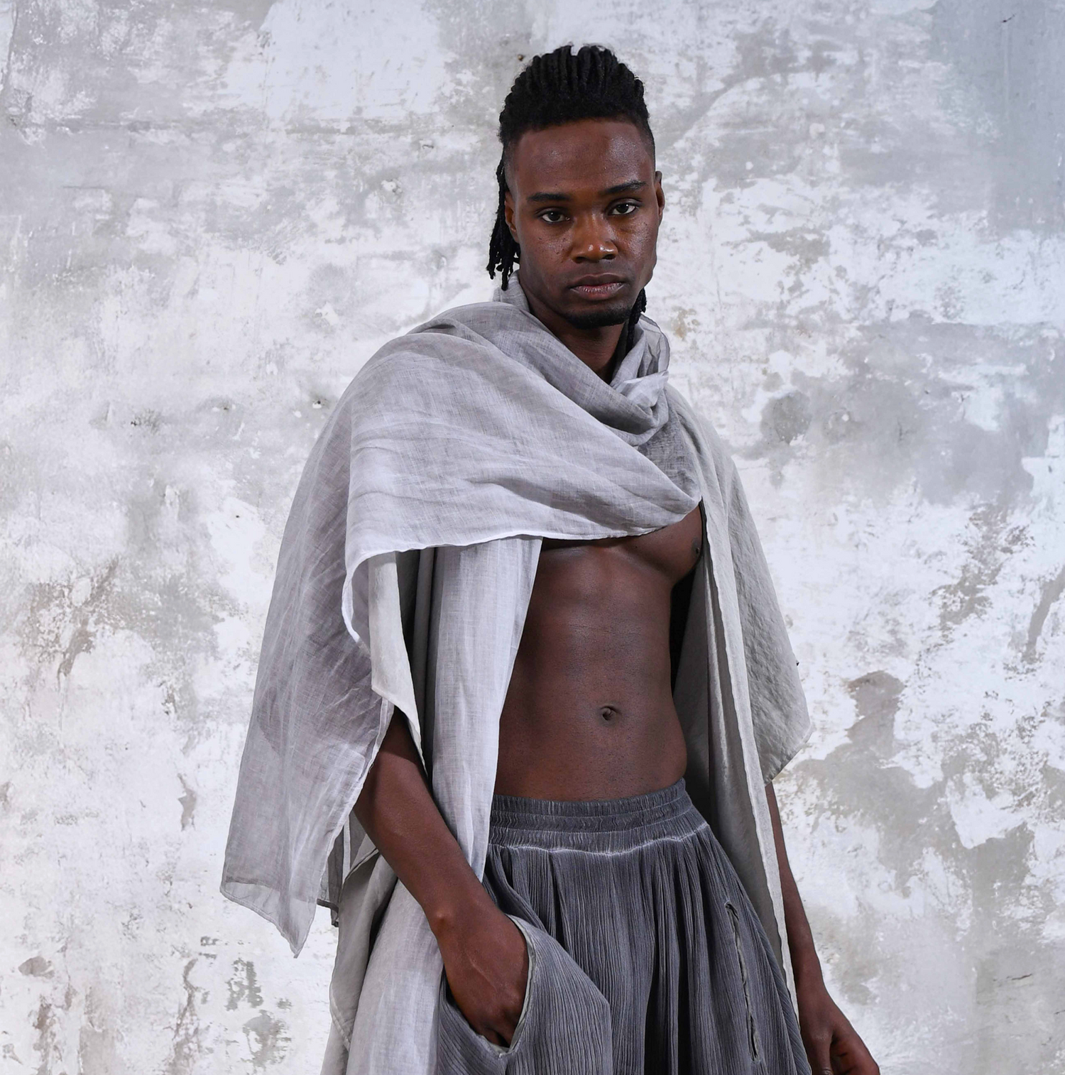 SHAWL Kimono in Light Gray