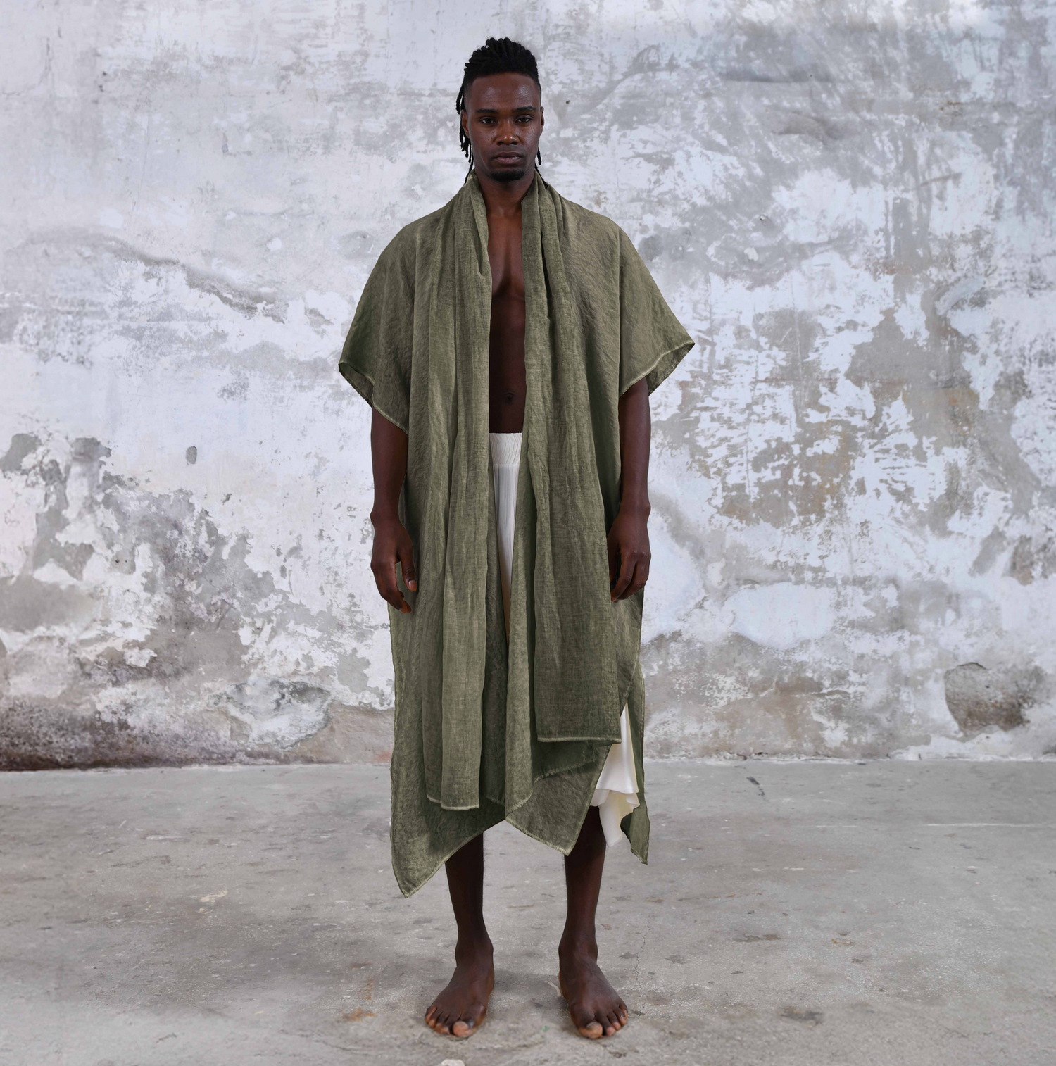 SHAWL Kimono in Khaki Green