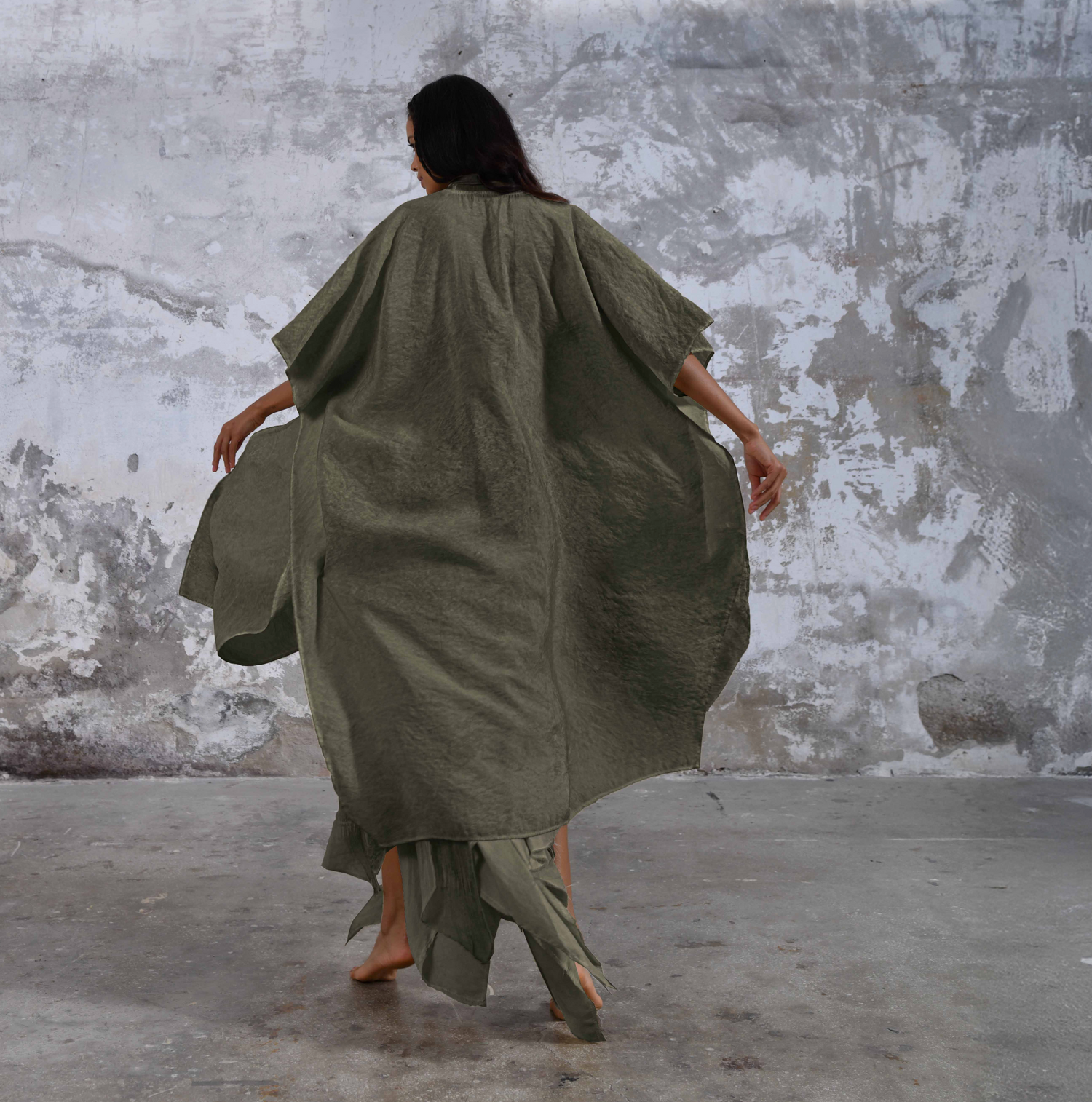 SHAWL Kimono in Khaki Green