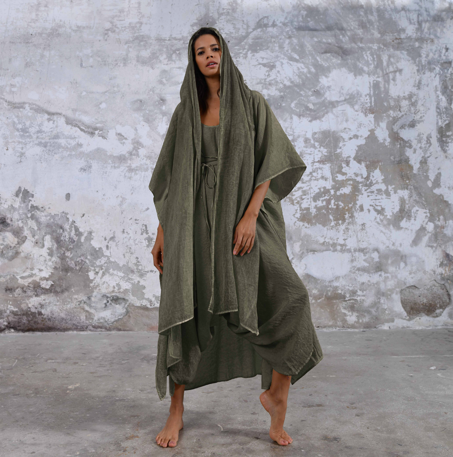 SHAWL Kimono in Khaki Green