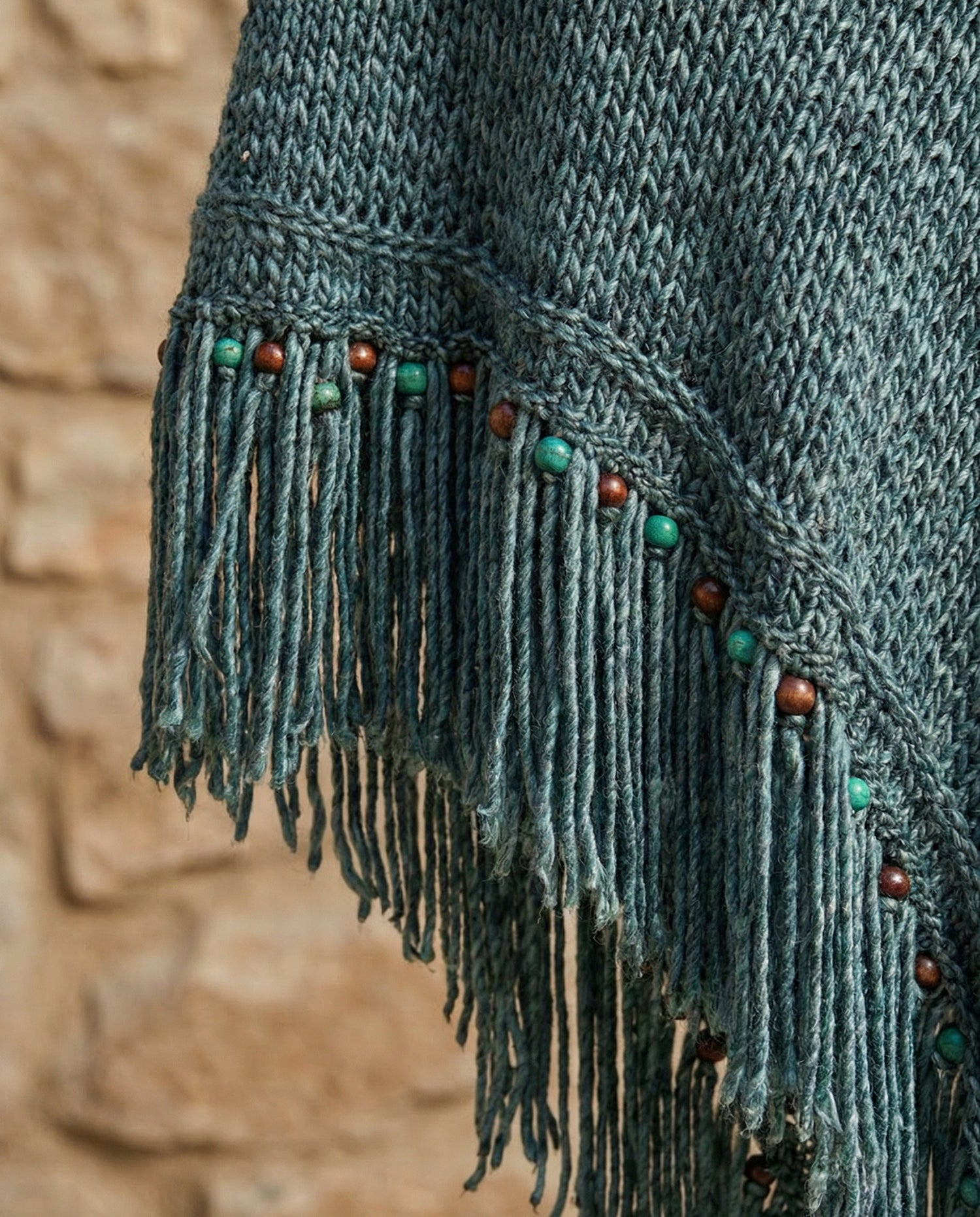 Root Poncho in Teal Blue
