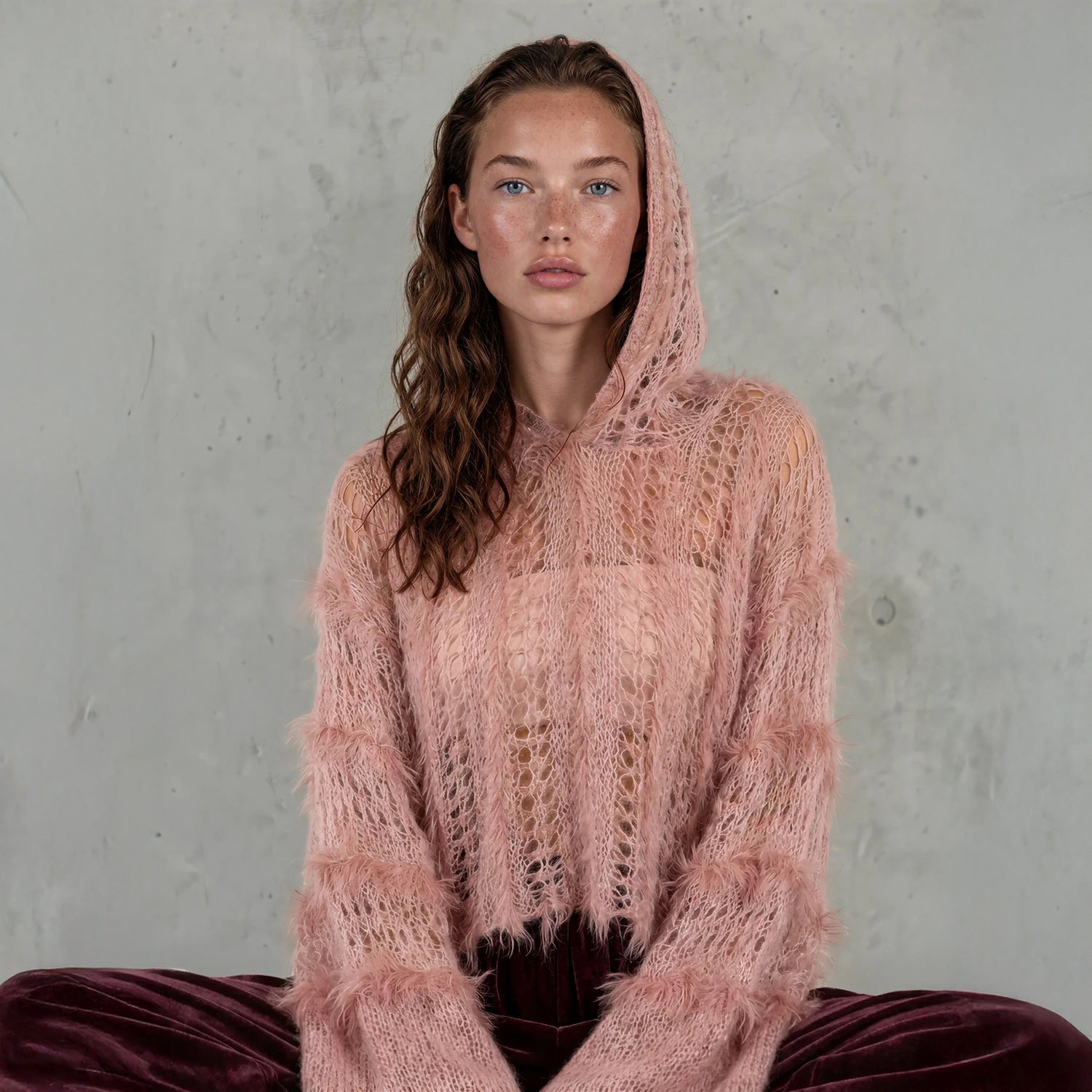 Cloud Mohair Jumper in Dusty Pink