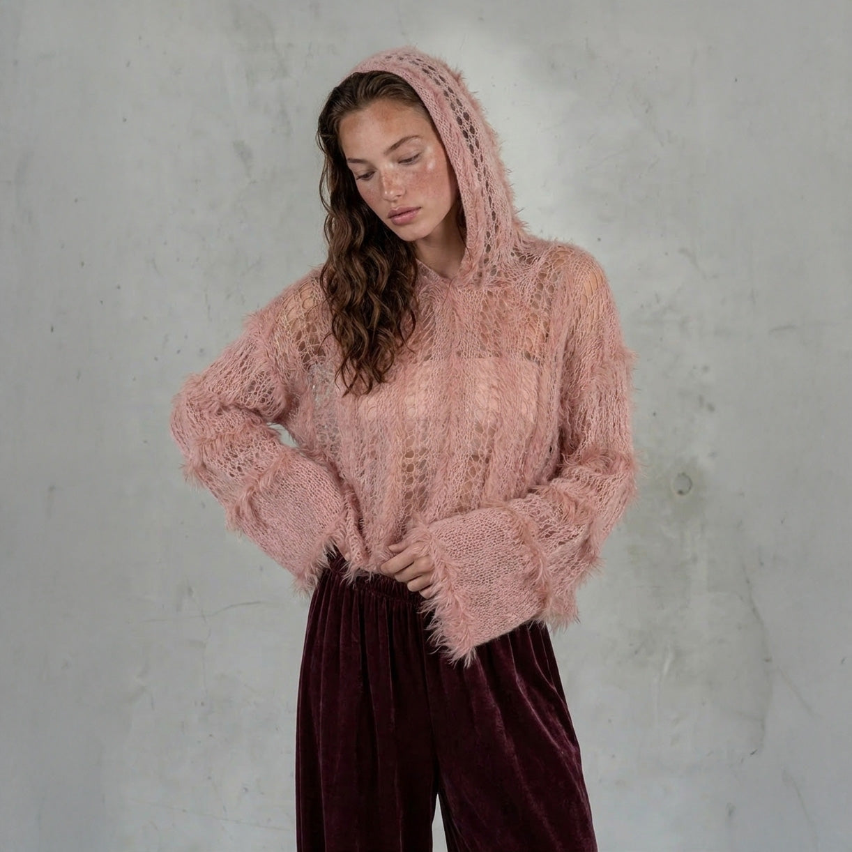 Cloud Mohair Jumper in Dusty Pink