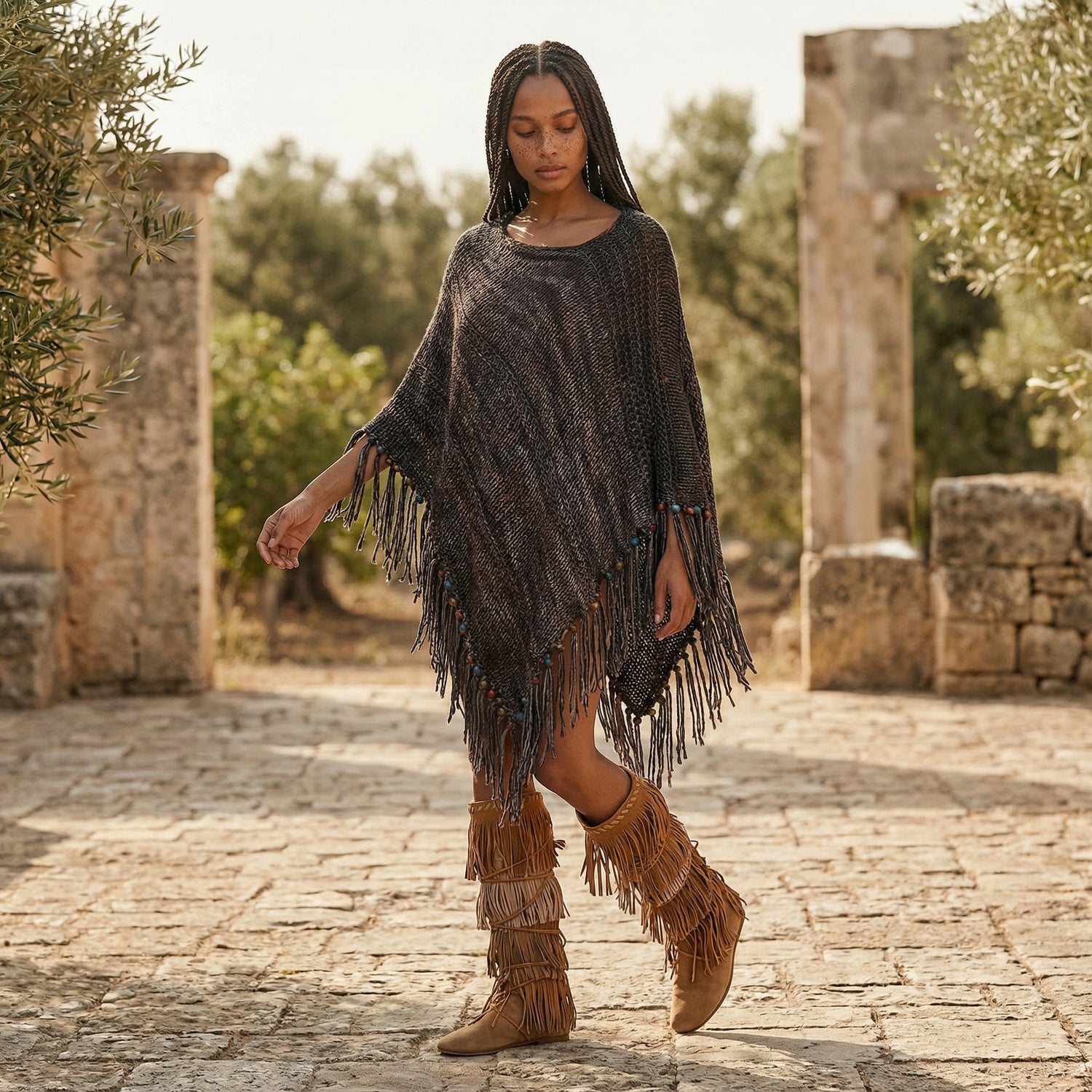 Root Poncho in Earth