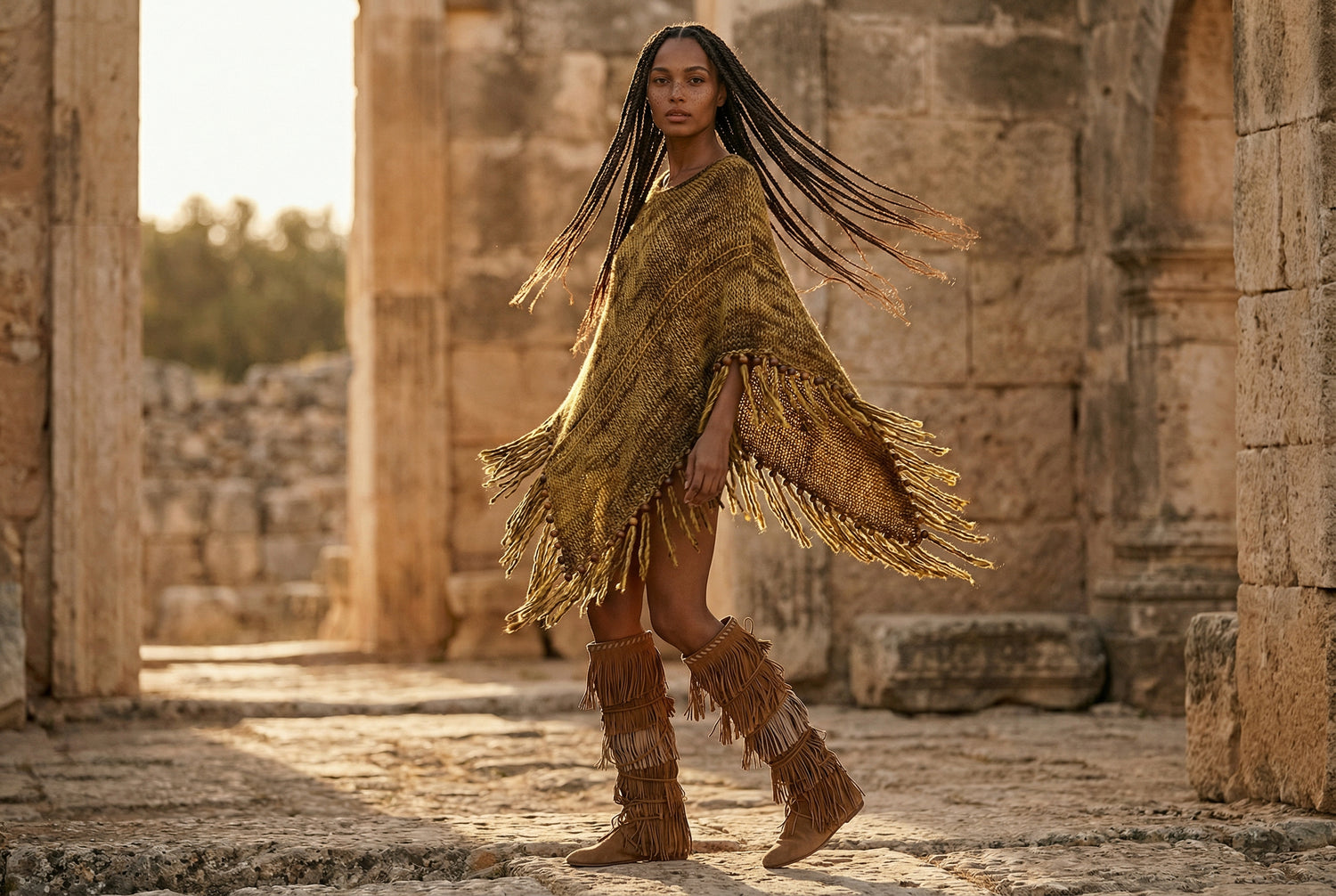 Root Poncho in Turmeric