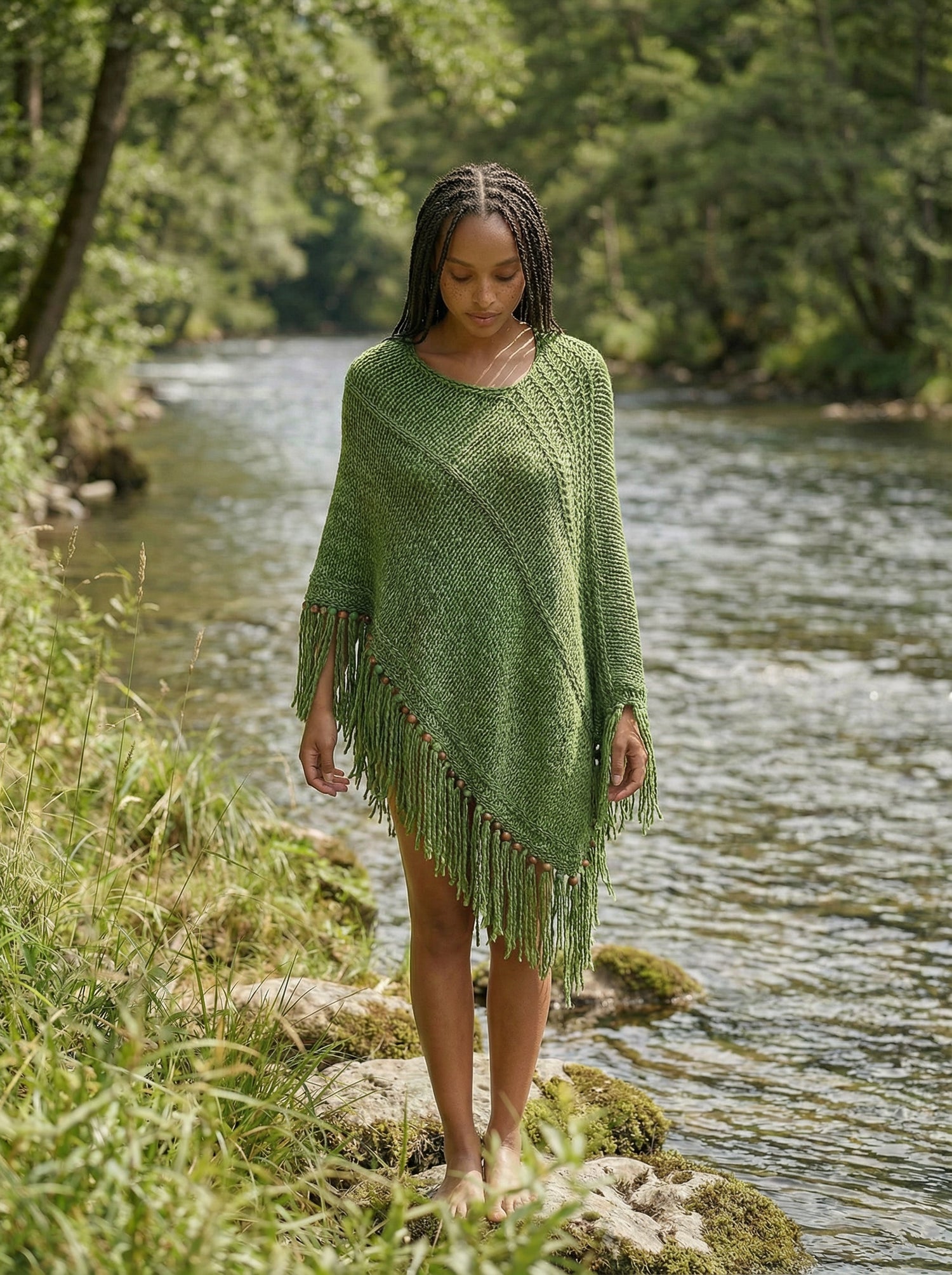 Root Poncho in Forest Green