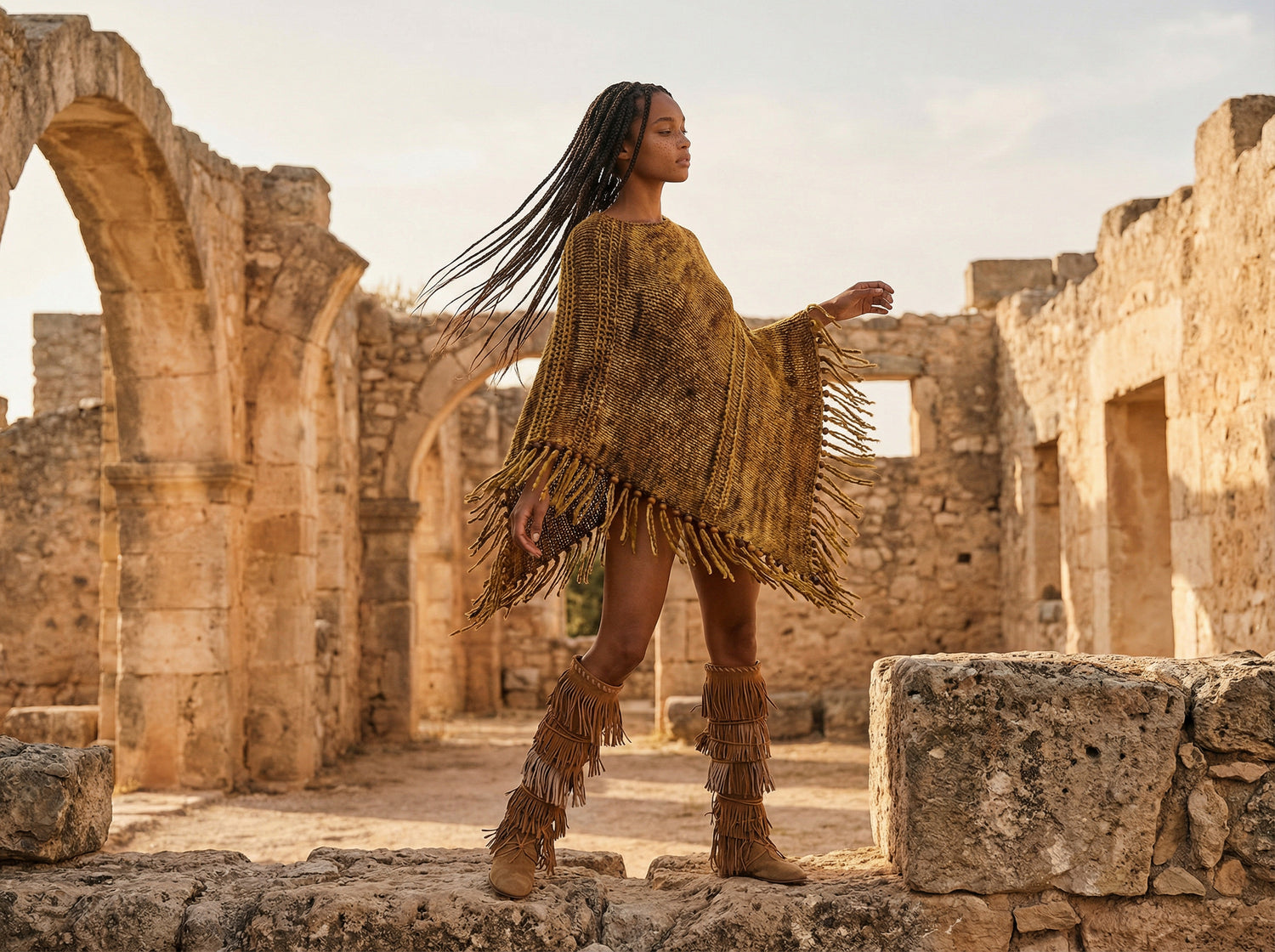 Root Poncho in Turmeric