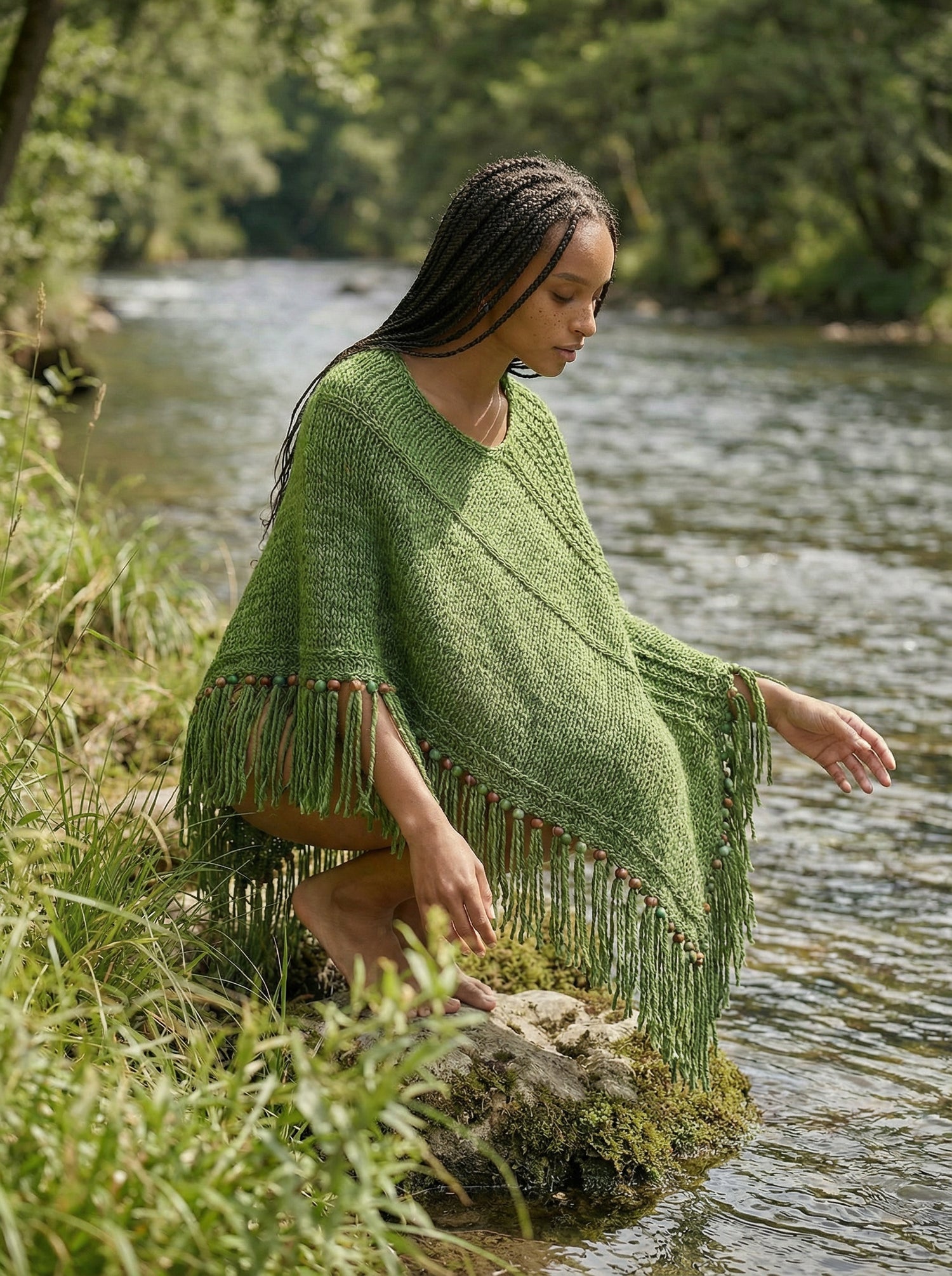 Root Poncho in Forest Green