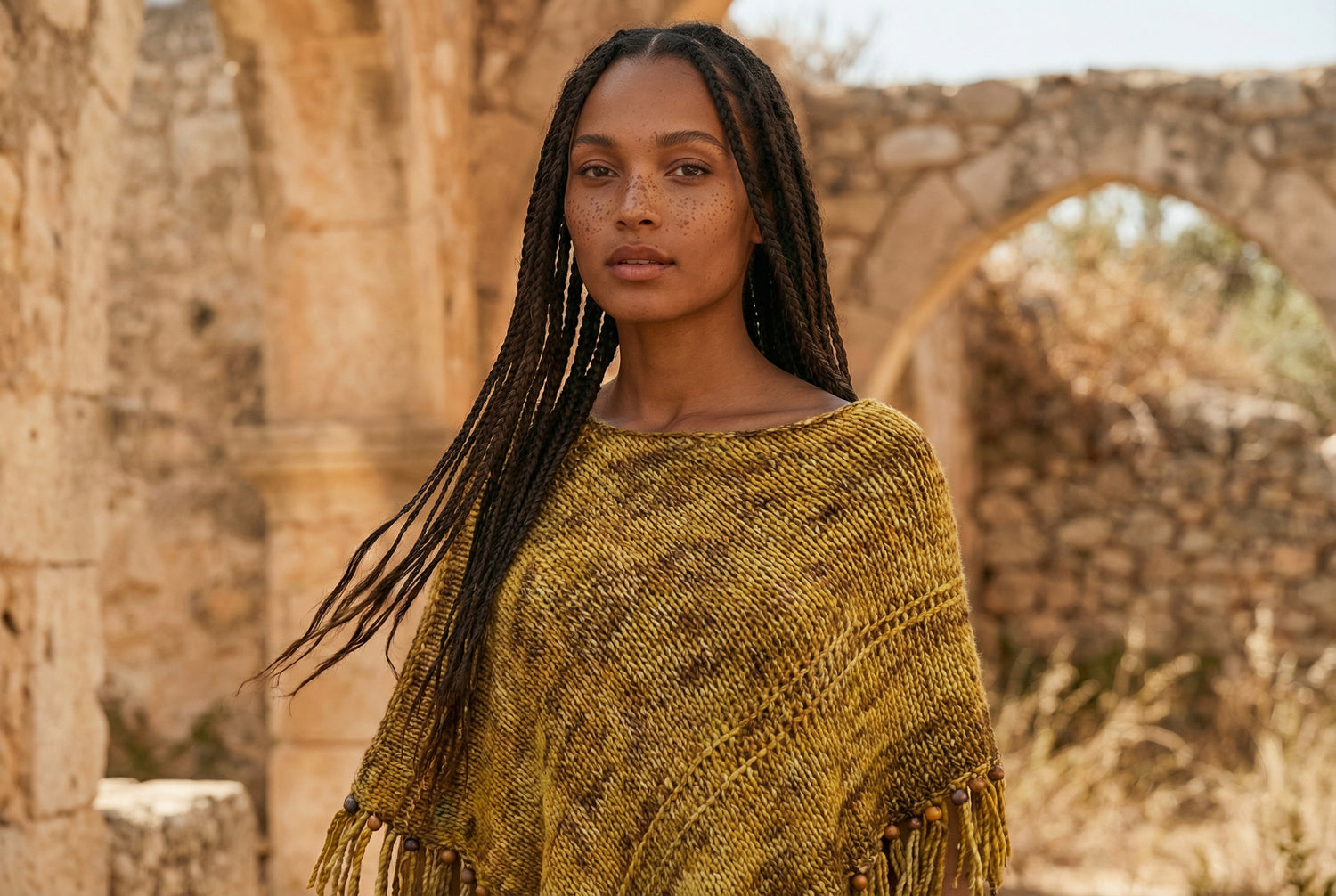 Root Poncho in Turmeric