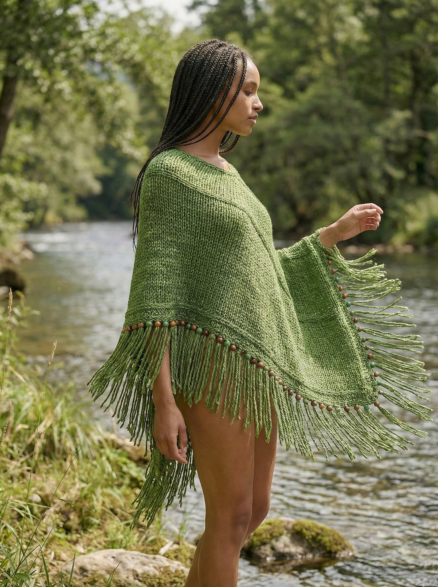 Root Poncho in Forest Green