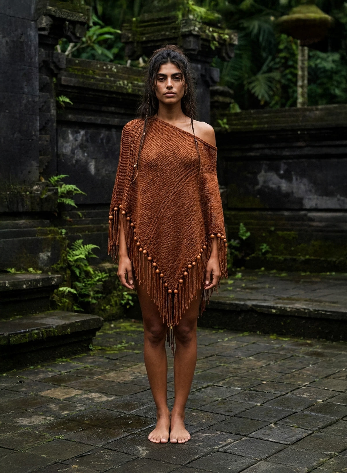 Root Poncho in Bronze Brown