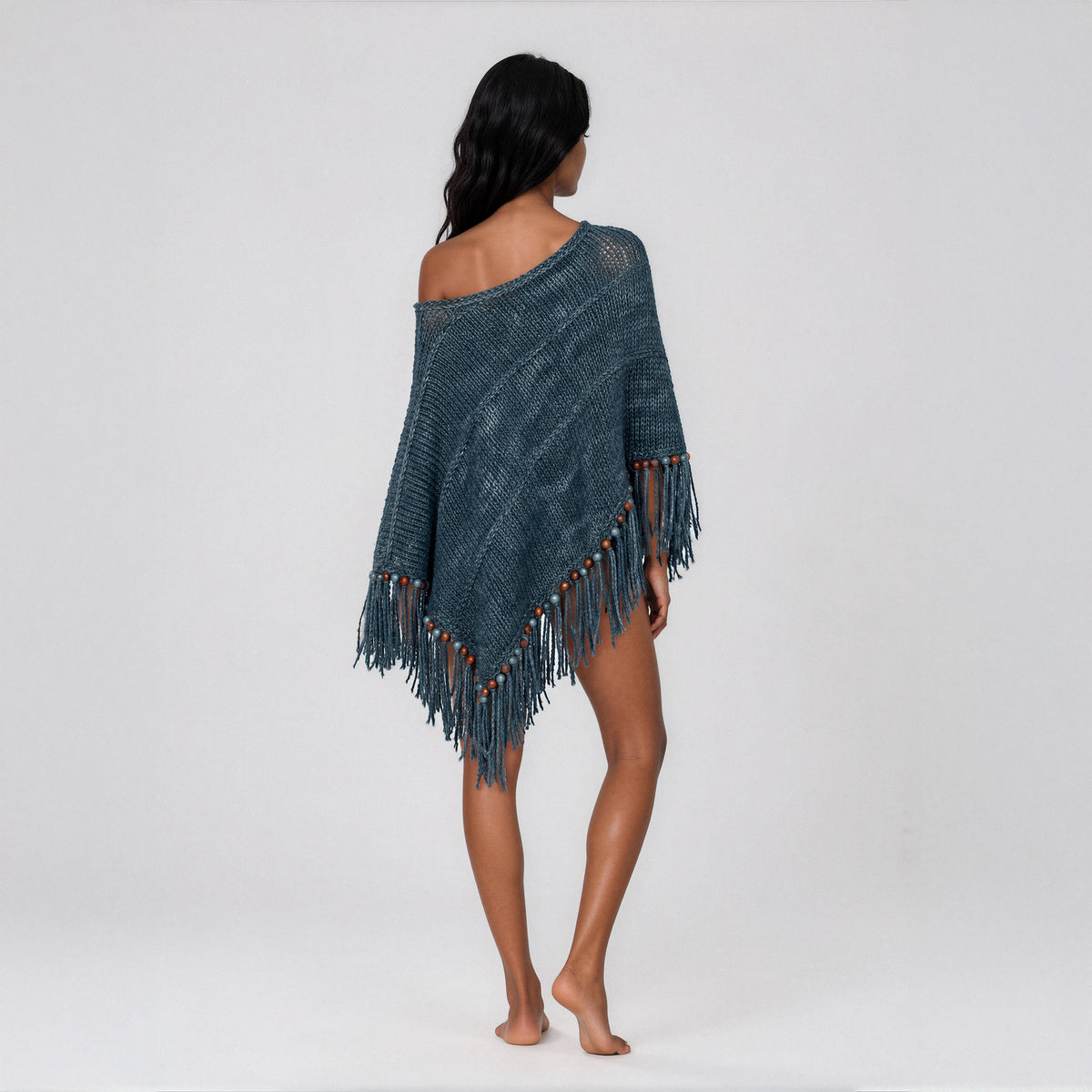 Root Poncho in Teal Blue