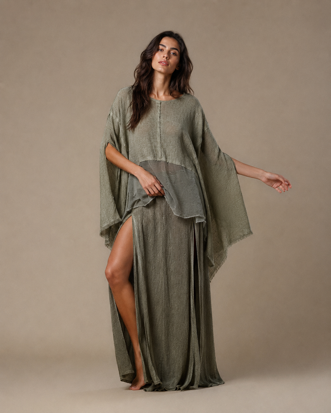 Leila Top in Khaki Green