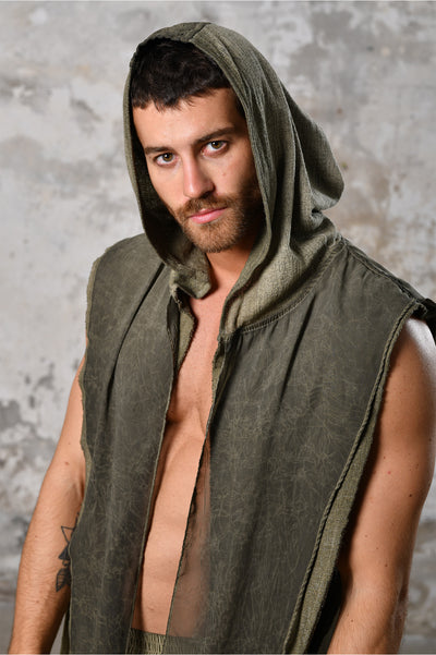 Armus Unisex Hooded Shawl · Khaki Green