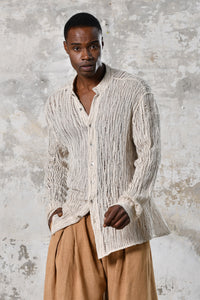 Luxury boho shirt, handwoven cotton, versatile, eco-friendly, perfect for events. Ideal gift for him or wedding guest attire.
