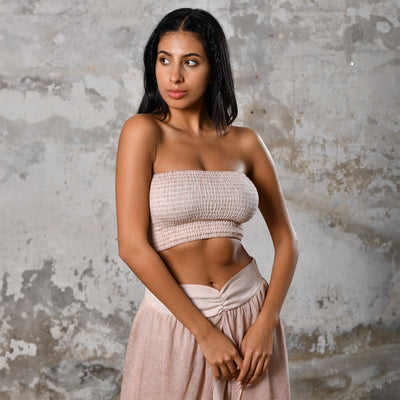 Hena Cross-Strap Crop Top · Powder Pink