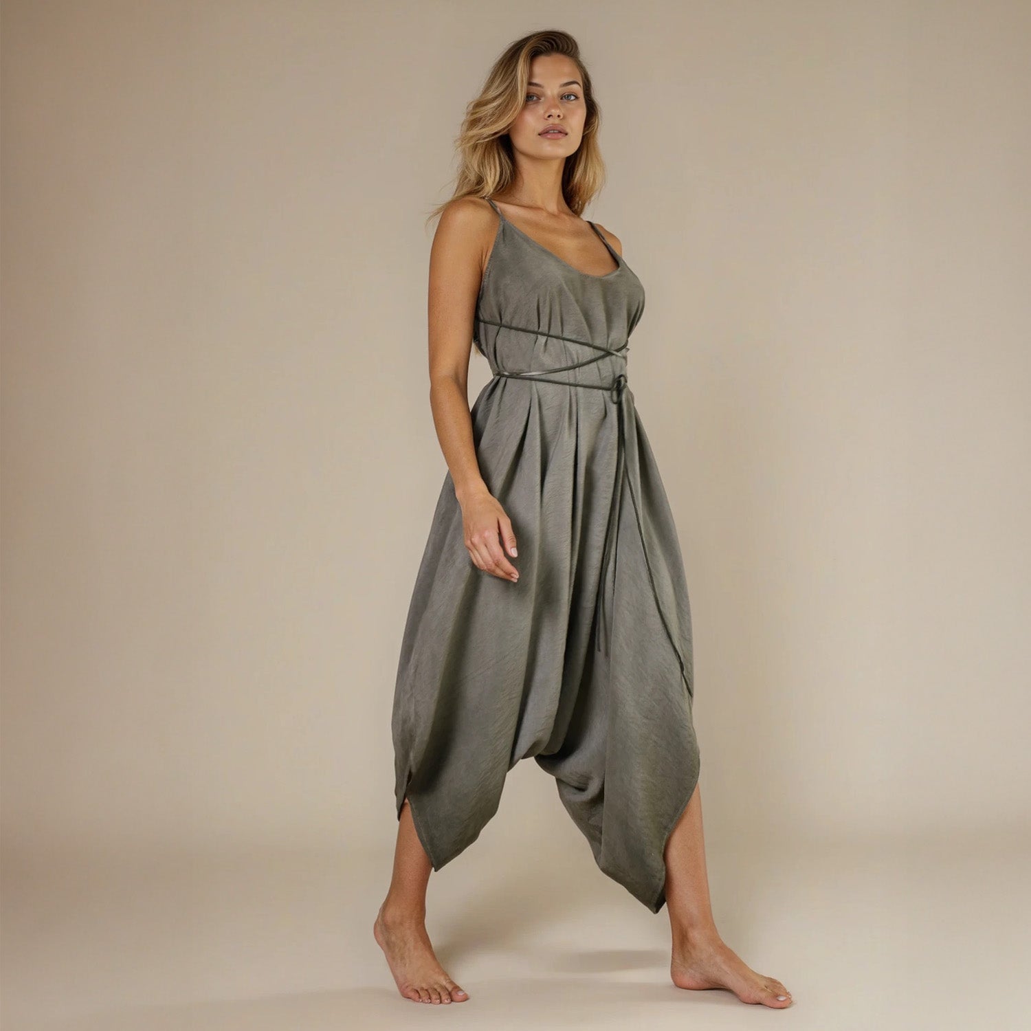 Baris Jumpsuit in Khaki Green