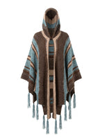 Puzzle Hand-Knitted Hooded Poncho · Bosphorus