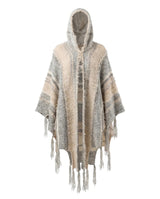 Puzzle Hand-Knitted Hooded Poncho · Mist