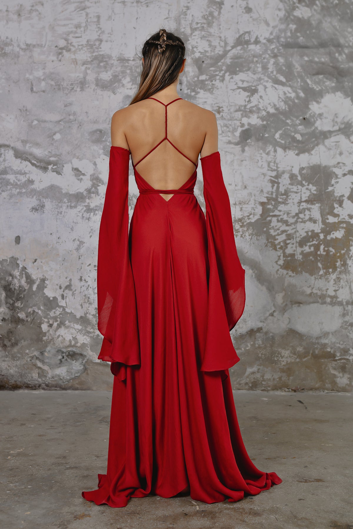 Boho Bridesmaid Dress • Boho Belted Dress • Red Maxi Adjustable Dress