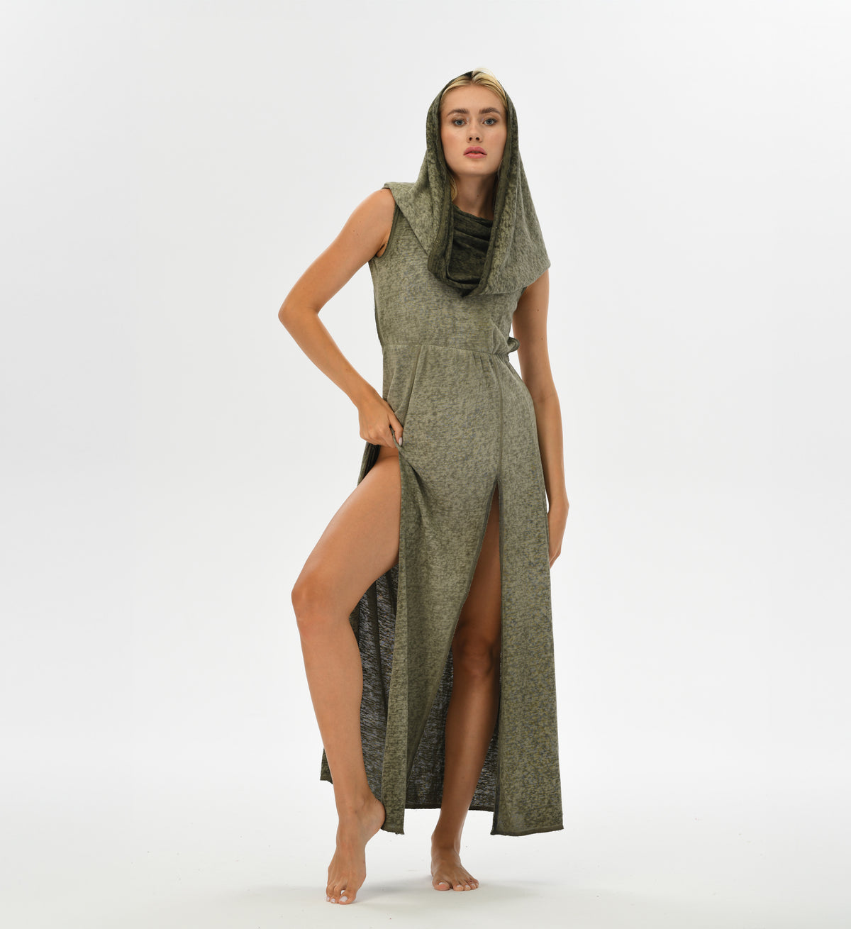 Hera Dress in Khaki Green