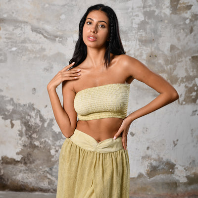 Hena Cross-Strap Crop Top · Vintage Lemon