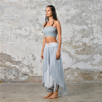 Step into timeless baby blue boho chic with our Boho high split skirt trousers. Crafted from organic materials, this sexy summer boho yoga pants , eco-conscious fashion for the modern goddess.