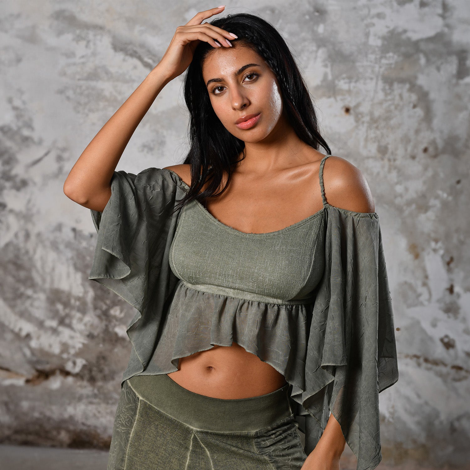 VENUS Blouse in Khaki Green