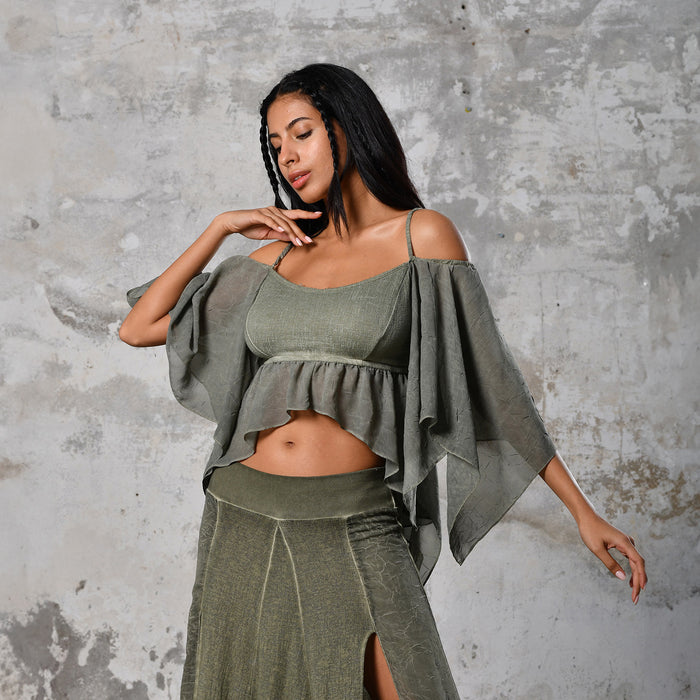 VENUS Blouse in Khaki Green