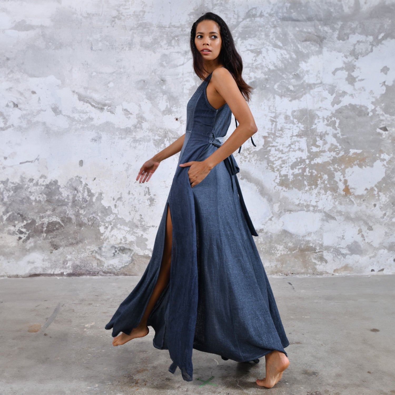 Elegant Bohemian Dress • Blue Goddess Dress • Greek Goddess Boho Dress