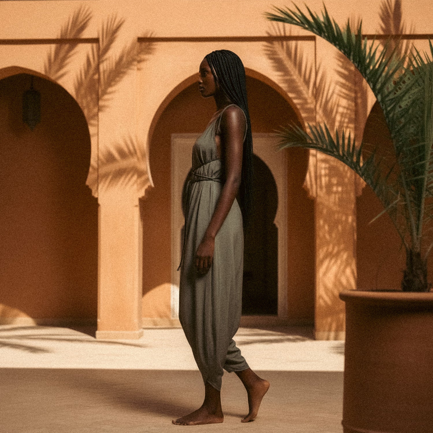 Baris Jumpsuit in Khaki Green